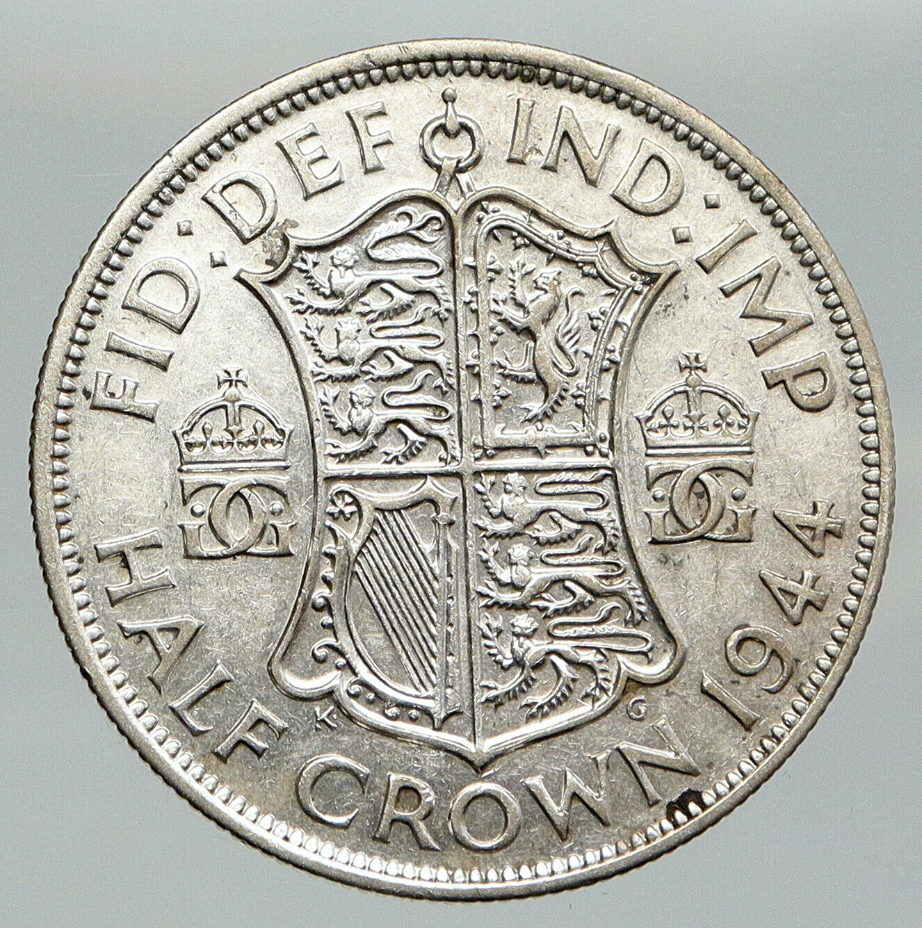 1944 Great Britain United Kingdom UK GEORGE VI Silver 1/2 Half Crown Coin i91969