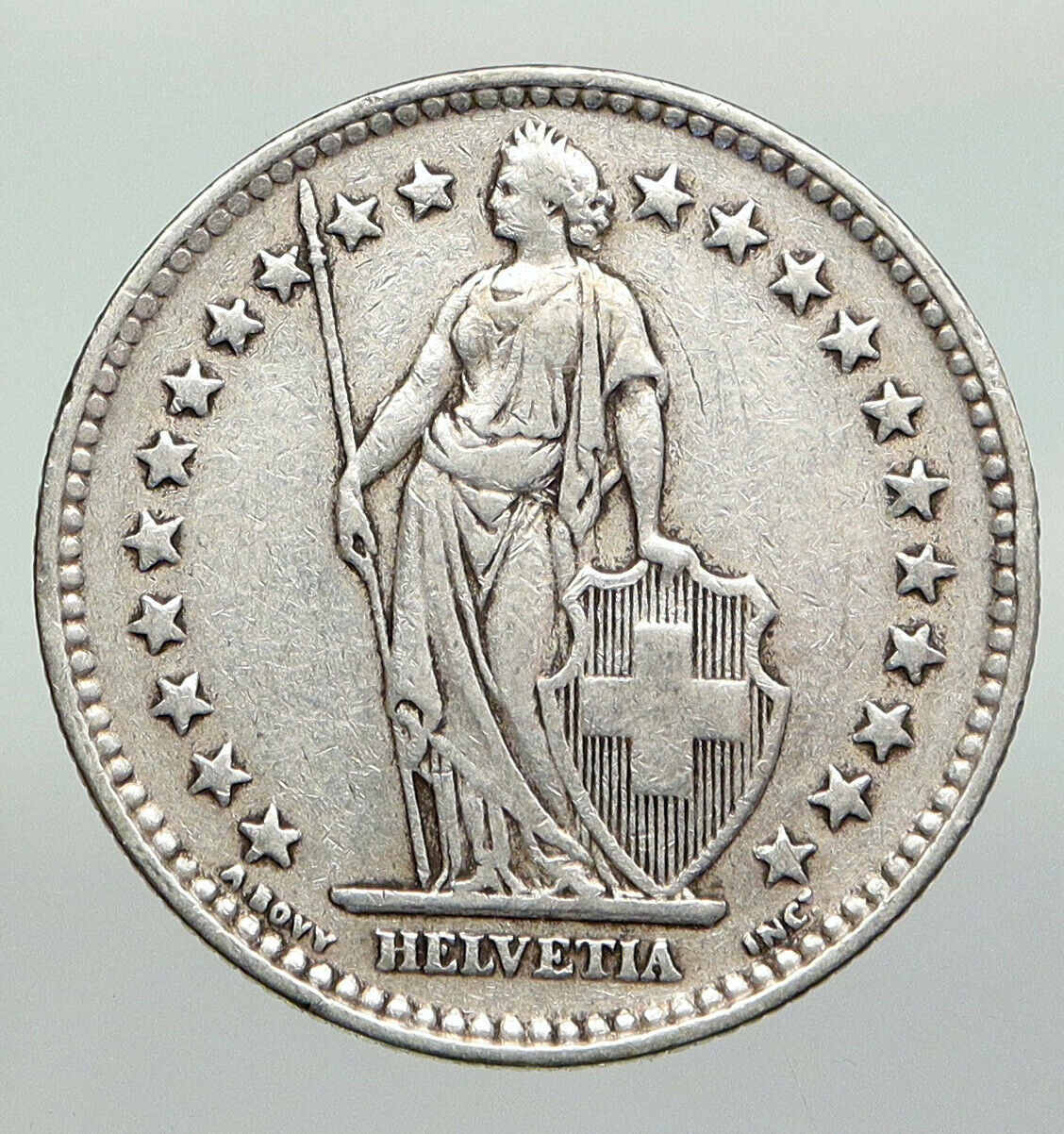 1940 SWITZERLAND - HELVETIA Symbolizes SWISS Nation SILVER 2 Francs Coin i91263