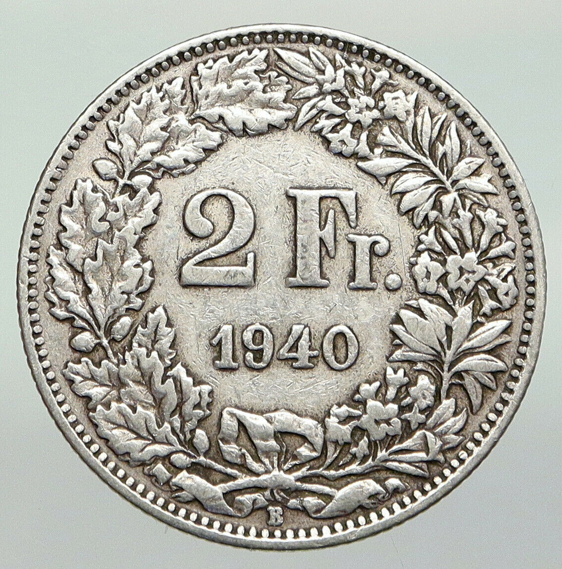 1940 SWITZERLAND - HELVETIA Symbolizes SWISS Nation SILVER 2 Francs Coin i91263