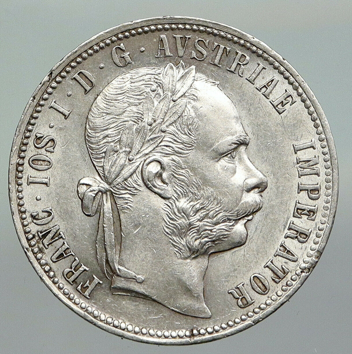 1889 AUSTRIA w King FRANZ JOSEPH I Antique VINTAGE Silver 1 Florin Coin i92275