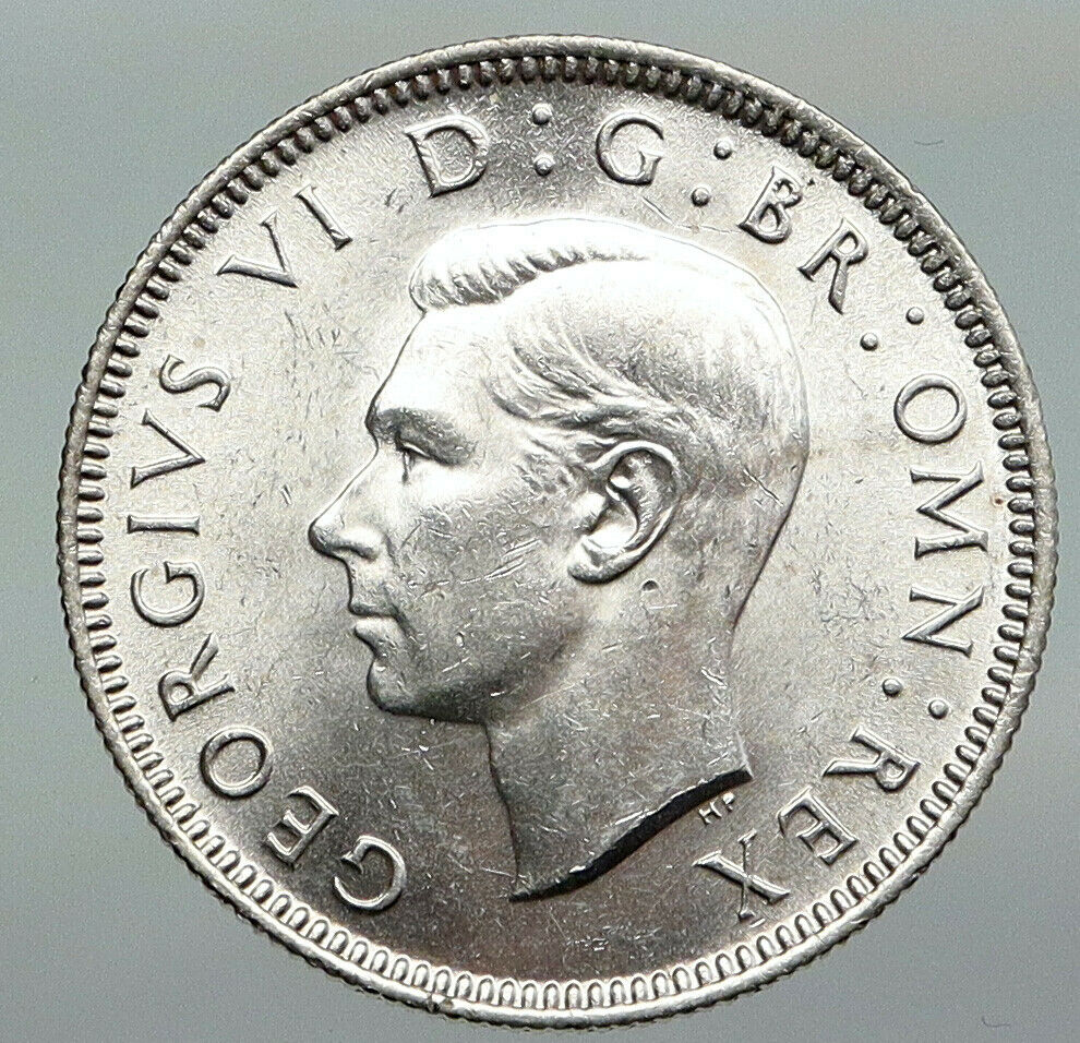 1944 Great Britain UK United Kingdom SILVER SHILLING Coin King George VI i92271