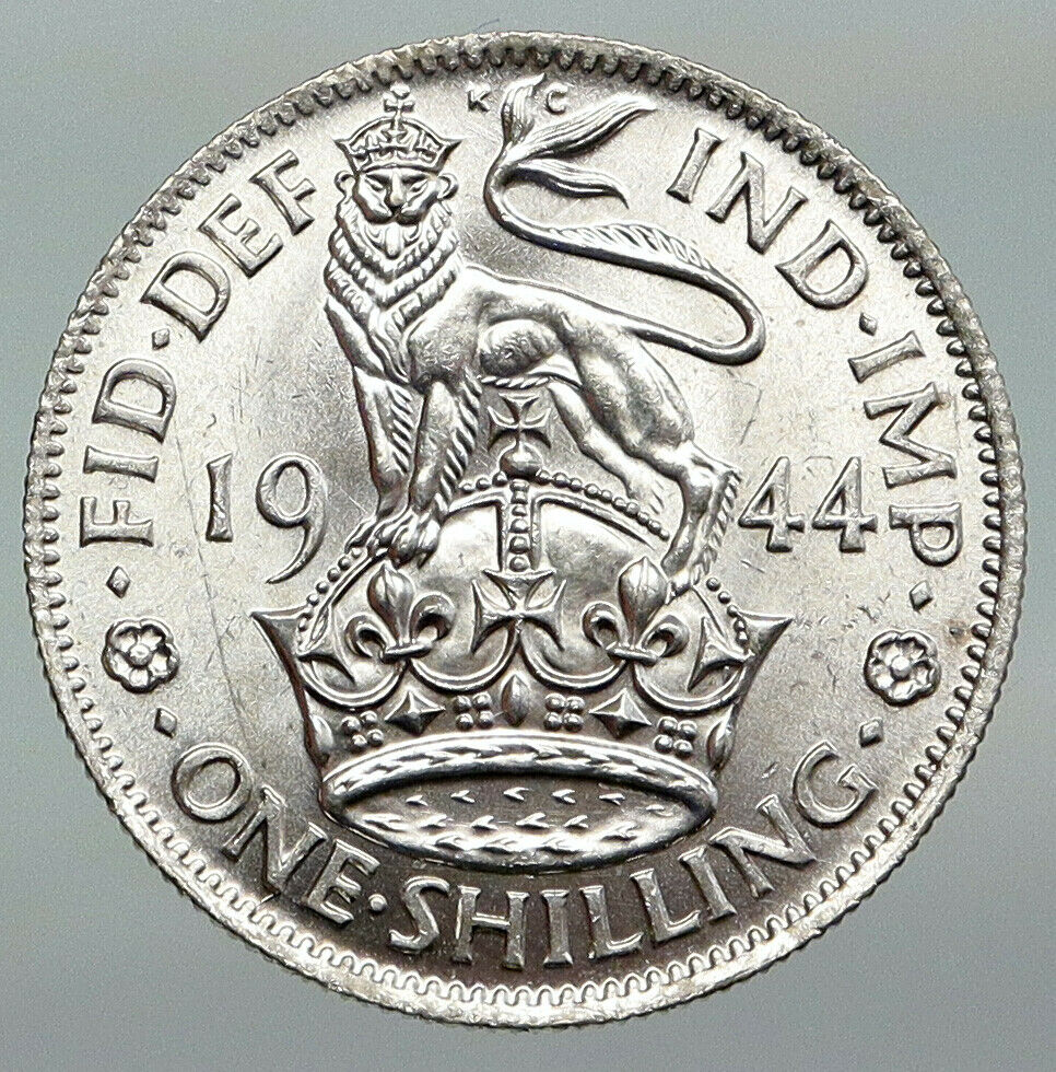 1944 Great Britain UK United Kingdom SILVER SHILLING Coin King George VI i92271