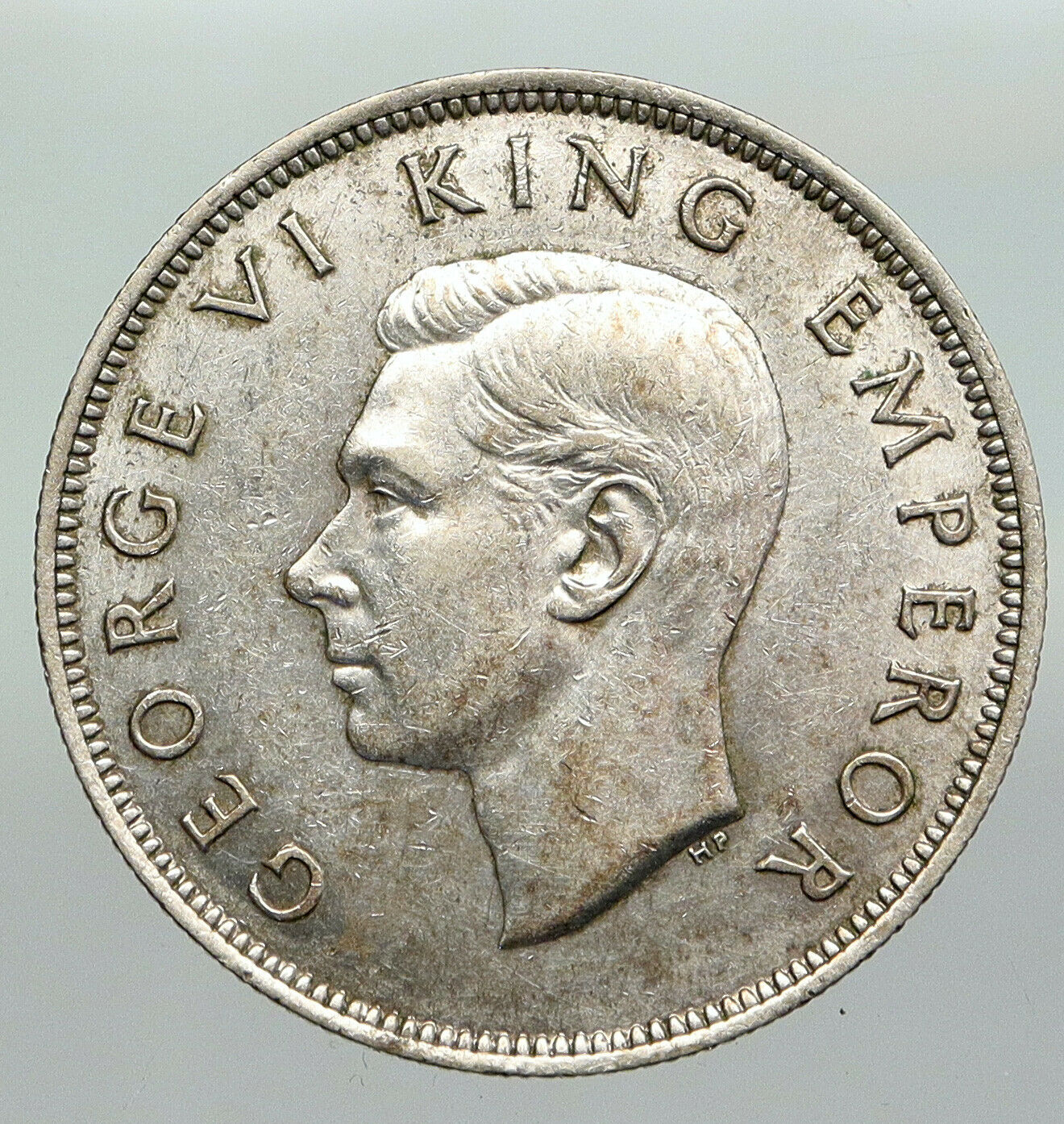 1941 NEW ZEALAND UK King George VI Shield Silver 1/2 Half Crown OLD Coin i92286