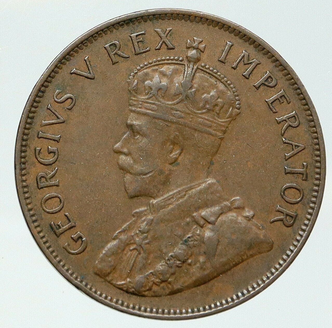 1935 SOUTH AFRICA under UK King GEORGE V Vintage Old Bronze Penny Coin i92085