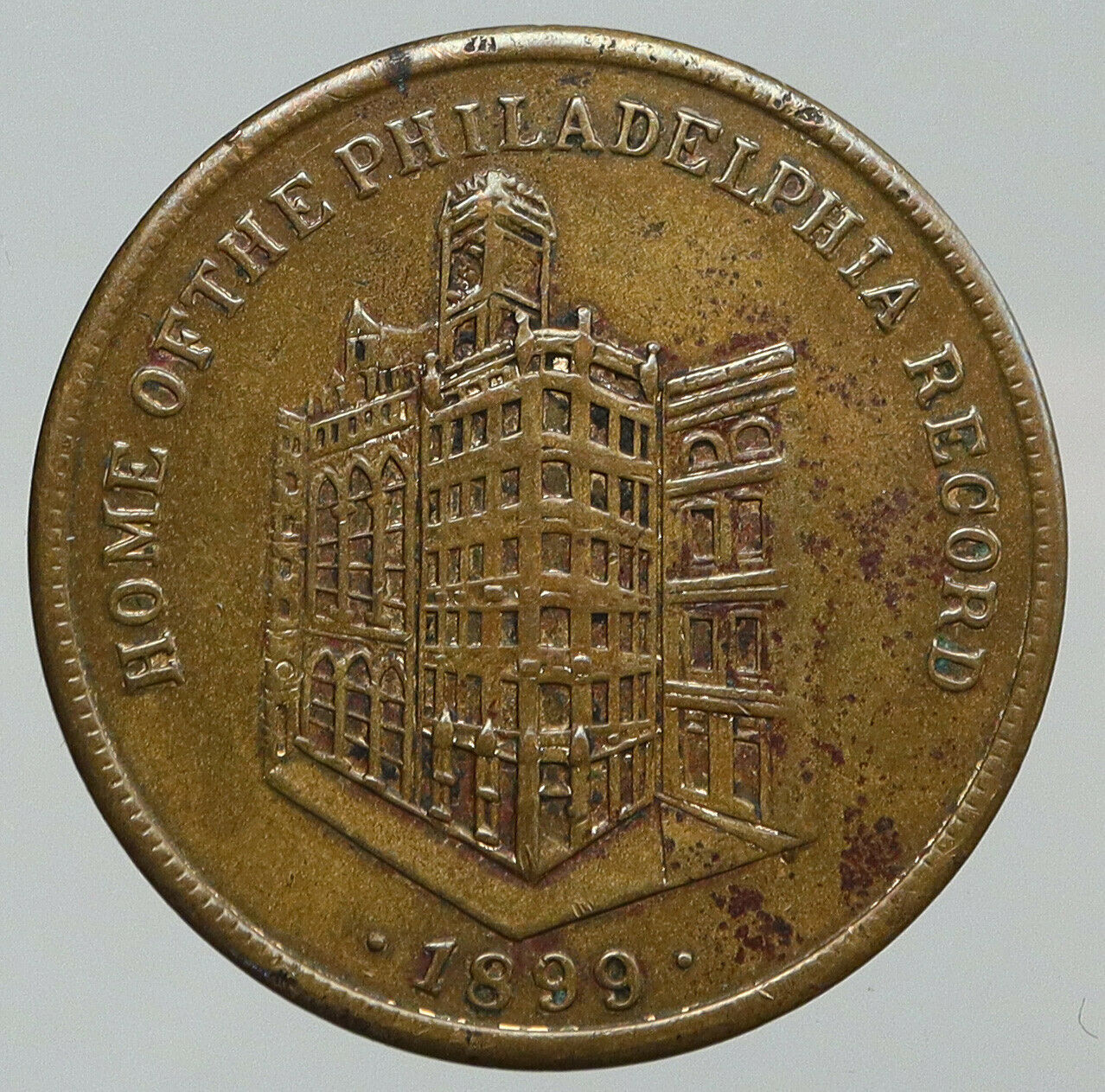 1899 UNITED STATES US Philadelphia PENNSYLVANIA Record Building OLD Medal i91854