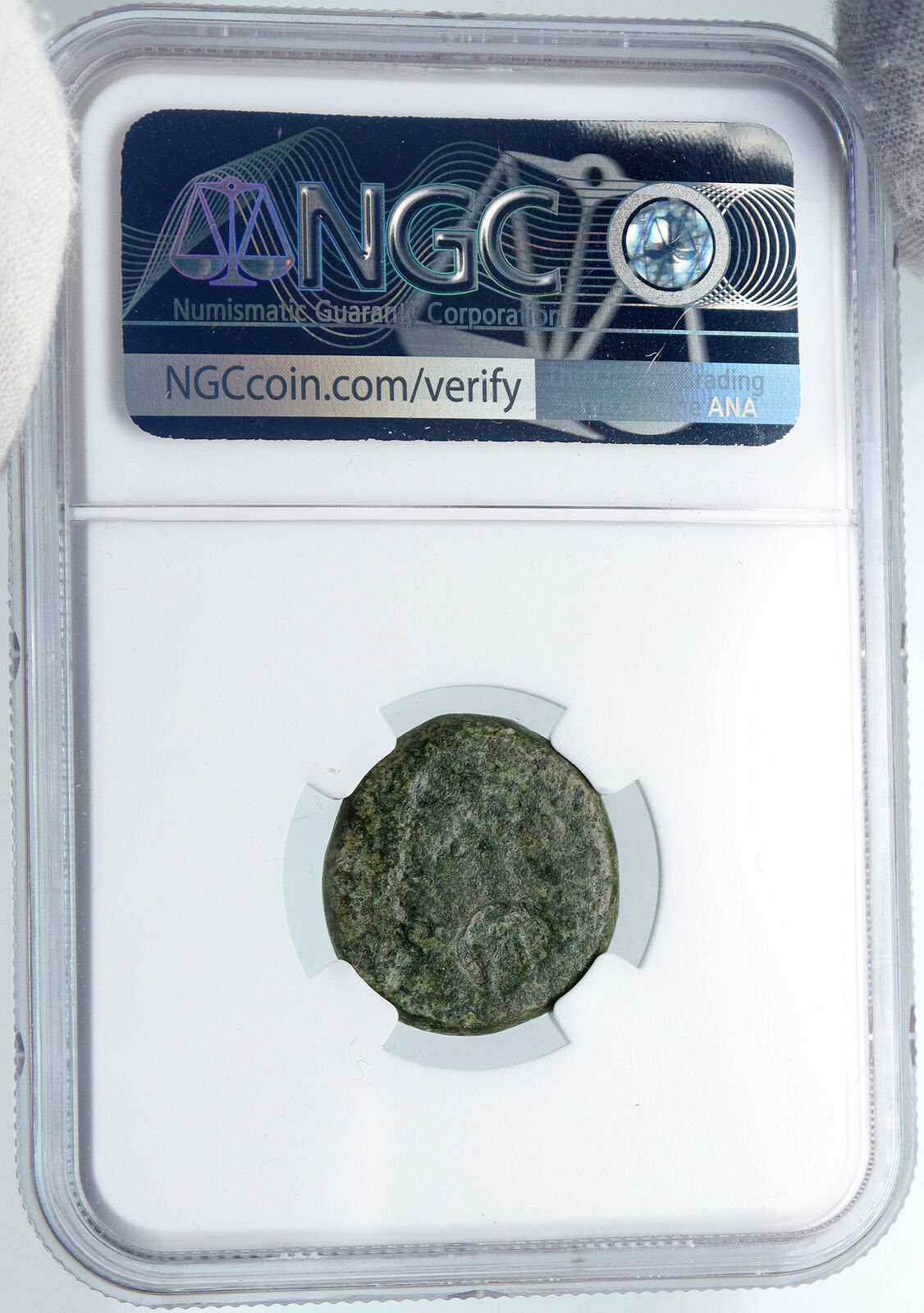 AUGUSTUS & Divus JULIUS CAESAR Portrait 28BC Thessalonica Roman Coin NGC i89421