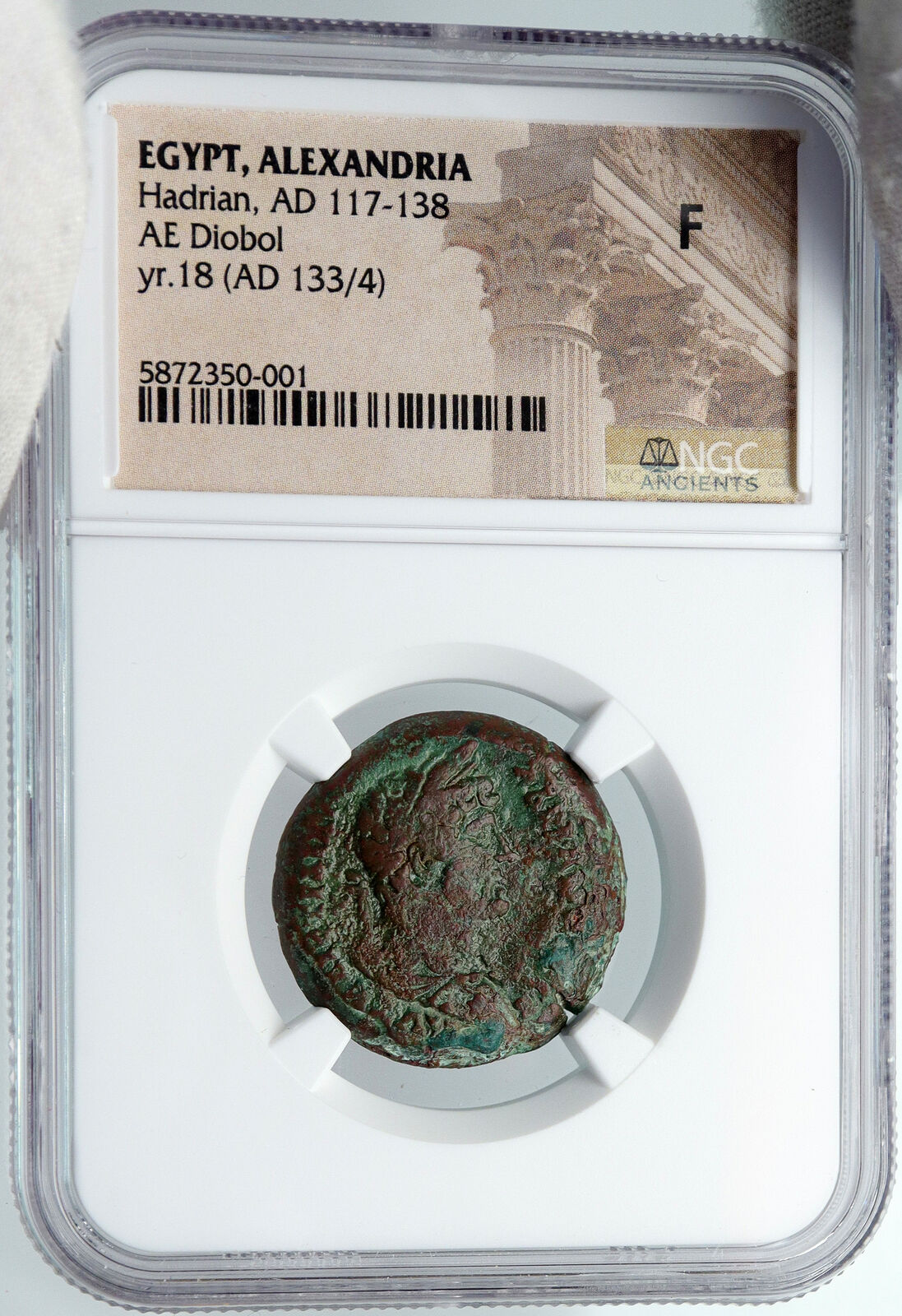 HADRIAN 133AD Alexandria Egypt Andro-Sphinx OLD Roman Coin APIS BULL NGC i88674