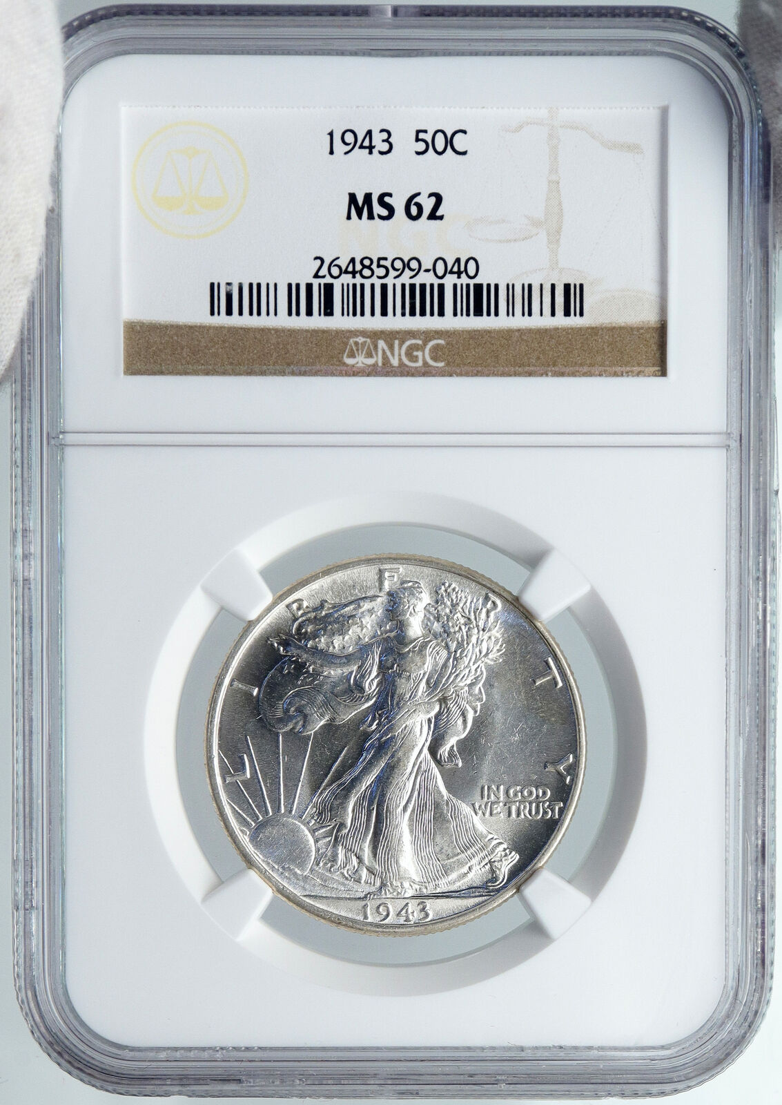 1943P UNITED STATES US Silver WALKING LIBERTY Half Dollar Coin EAGLE NGC i88669