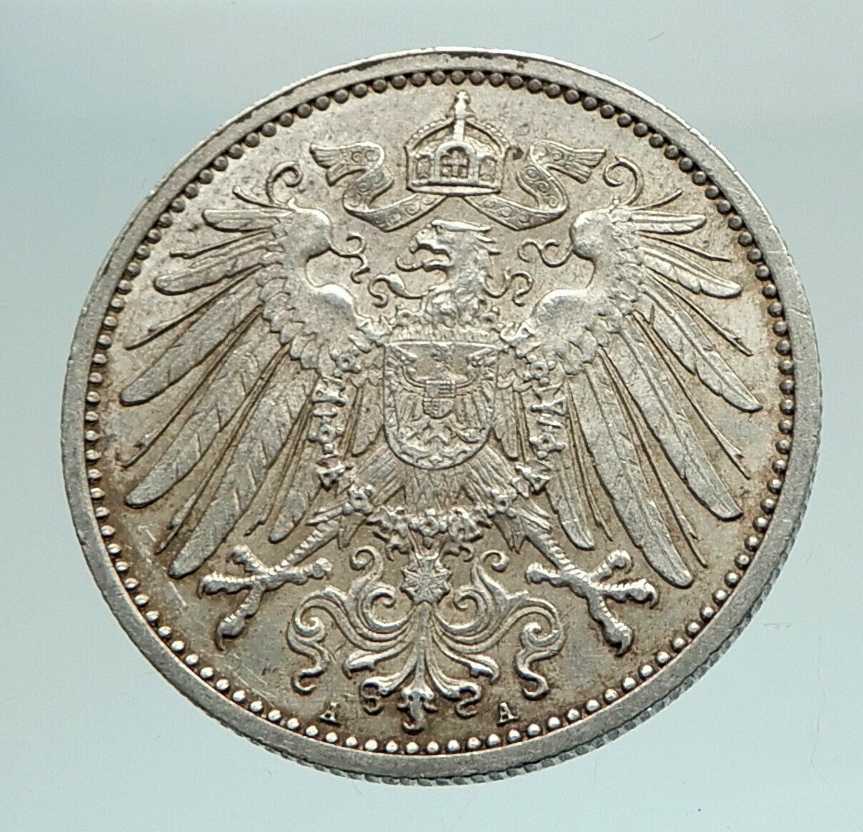 1914 WILHELM II of GERMANY 1 Mark Antique German Empire Silver Coin Eagle i76659