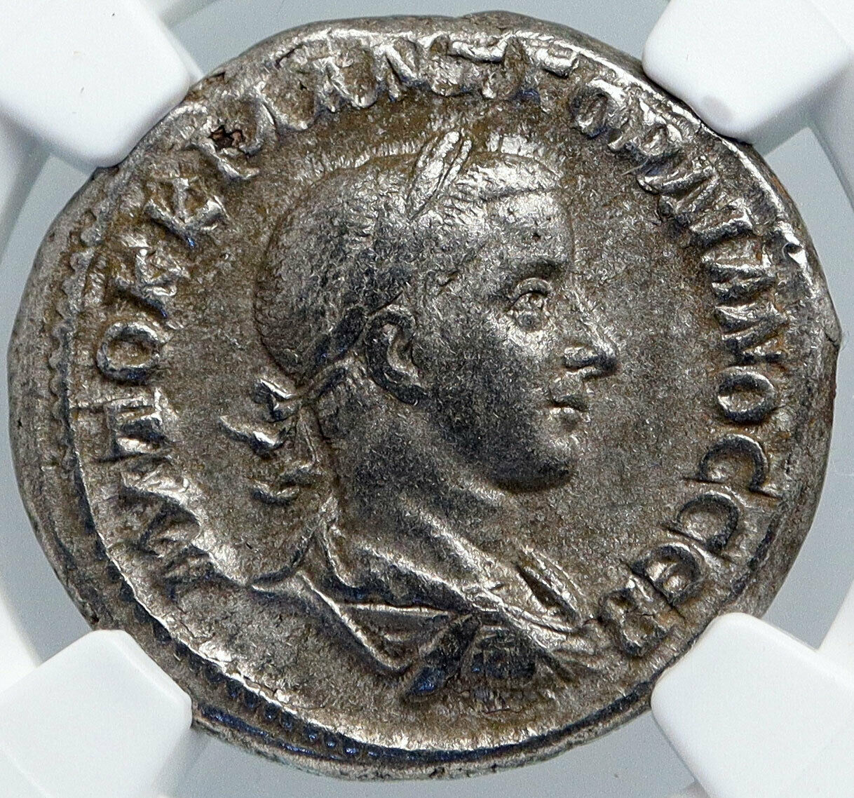 GORDIAN III Authentic Ancient 238AD Silver Roman Coin EAGLE & WREATH NGC i89146