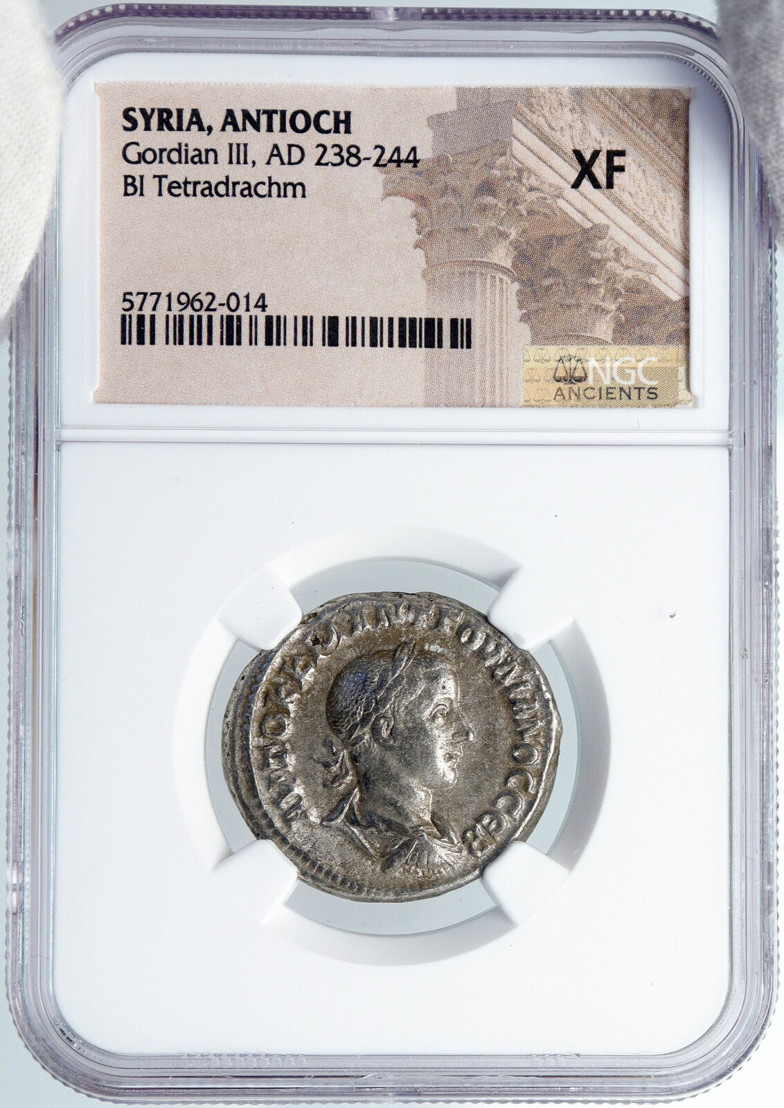 GORDIAN III Authentic Ancient 238AD Silver Roman Coin EAGLE & WREATH NGC i89146