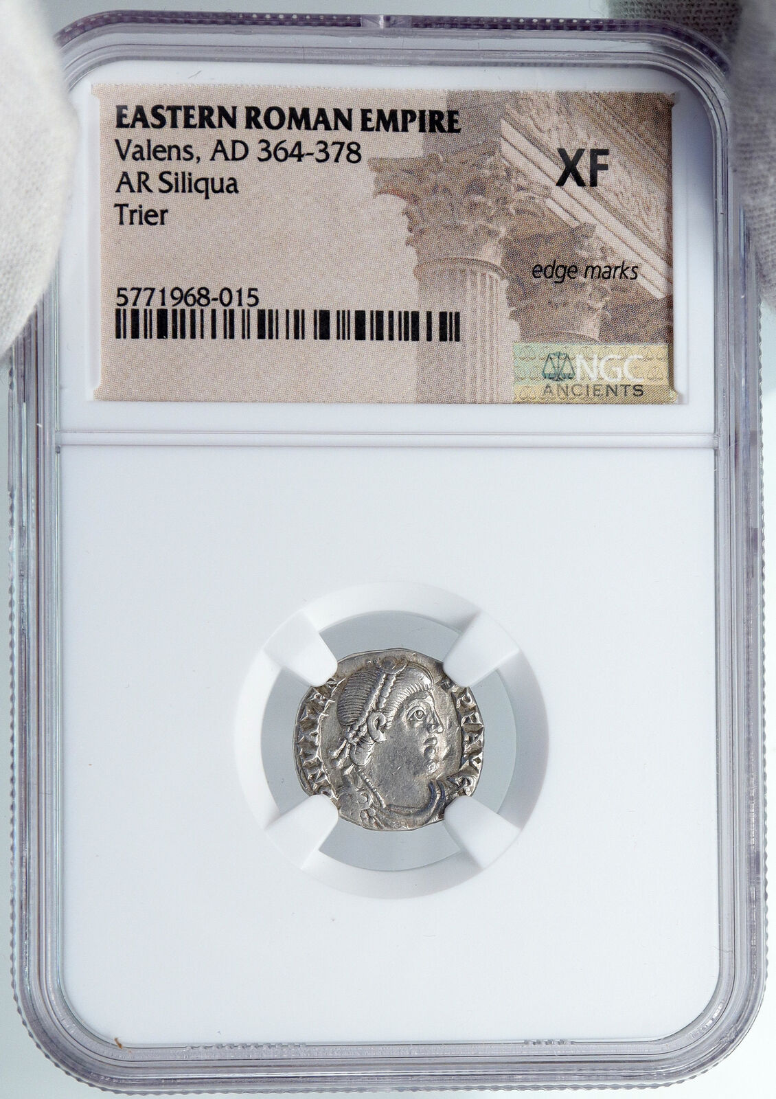 VALENS Authentic Ancient 364-8AD Trier Silver Siliqua OLD Roman Coin NGC i89134