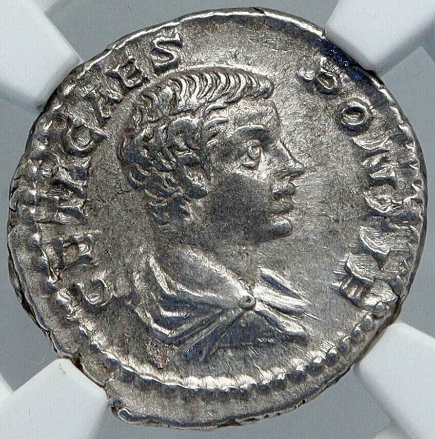 GETA as CAESAR Authentic Ancient 202AD Rome Genuine Silver Roman Coin NGC i89148