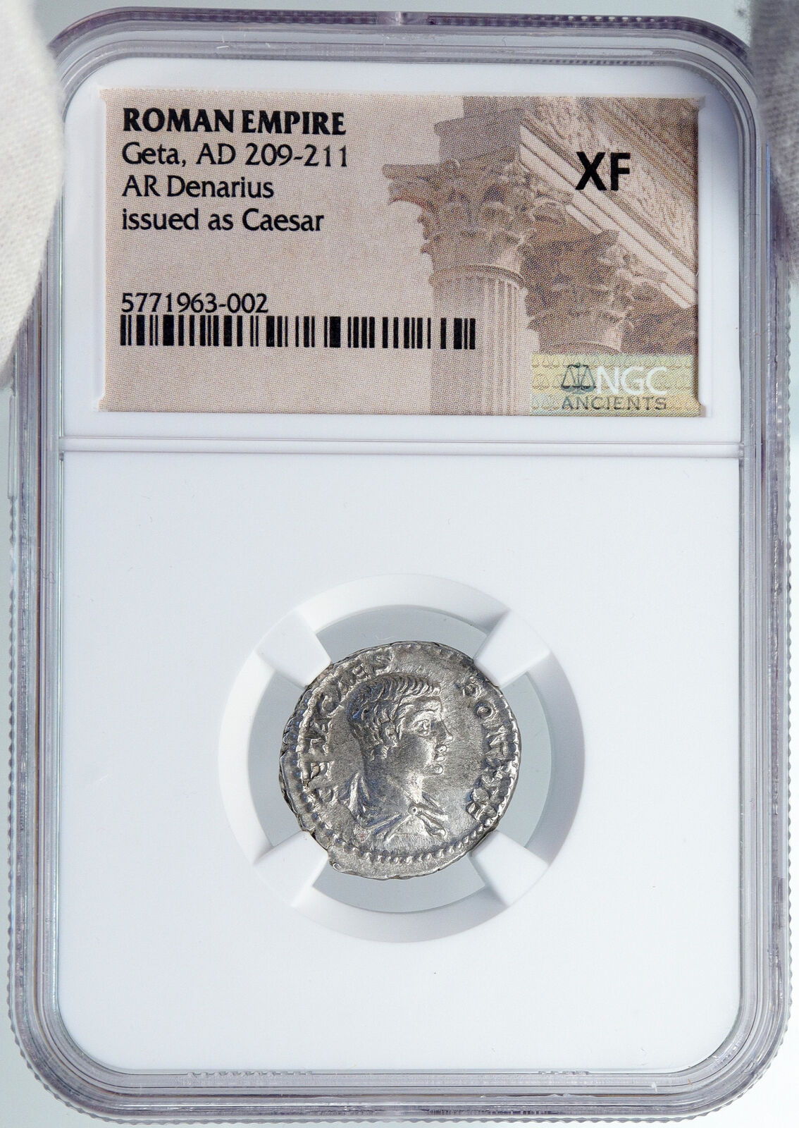 GETA as CAESAR Authentic Ancient 202AD Rome Genuine Silver Roman Coin NGC i89148