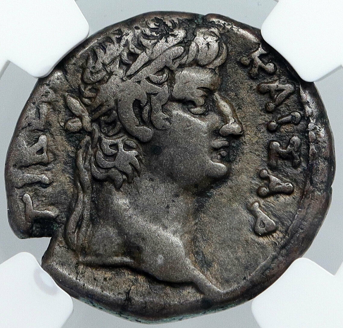 NERO & TIBERIUS Ancient Tetradrachm ALEXANDRIA Egypt OLD Roman Coin NGC i89122