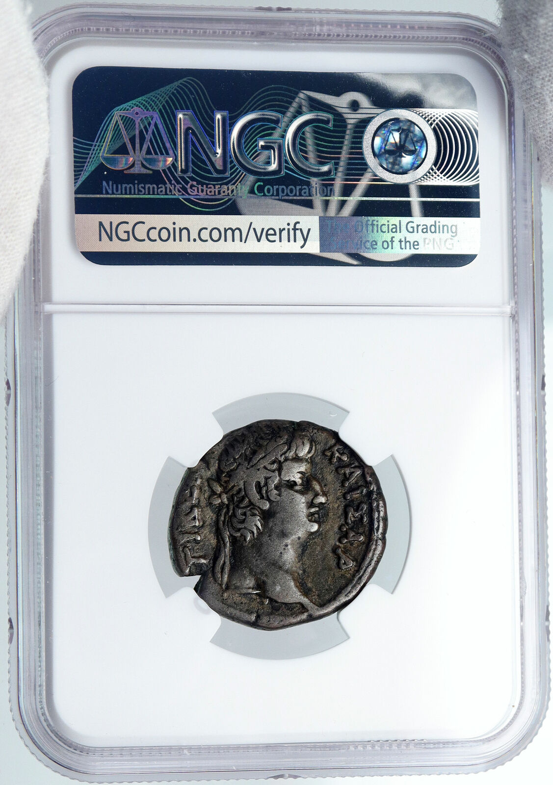 NERO & TIBERIUS Ancient Tetradrachm ALEXANDRIA Egypt OLD Roman Coin NGC i89122