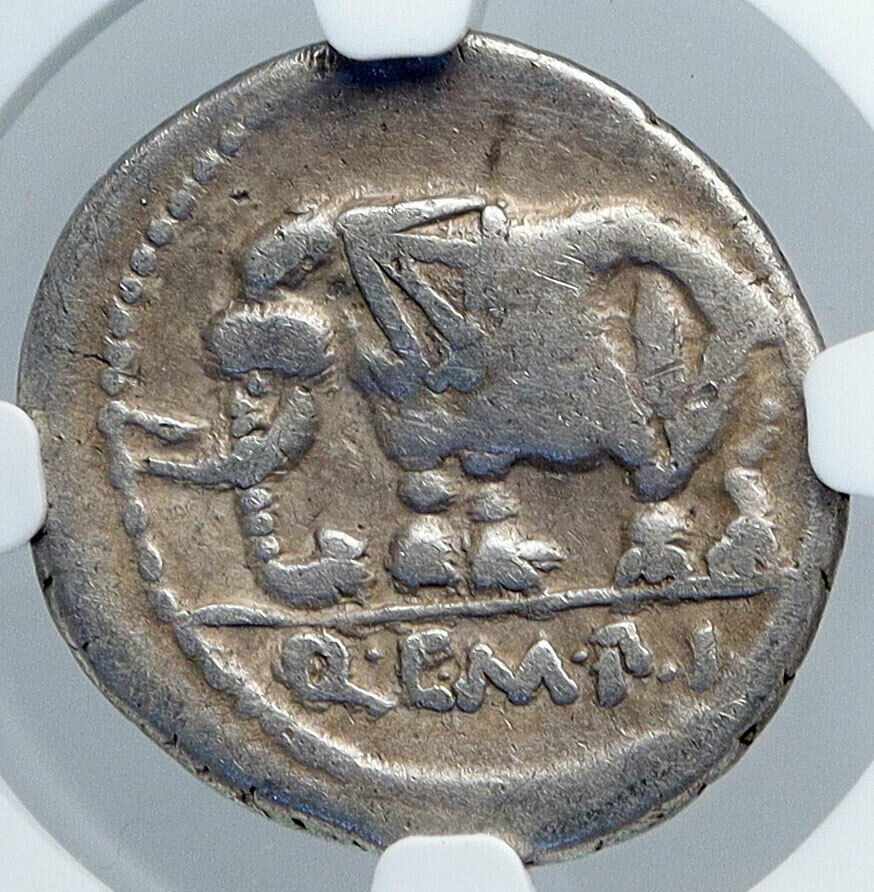 SULLA's General as IMPERATOR 81BC Silver Roman Republic Coin ELEPHANT NGC i89130