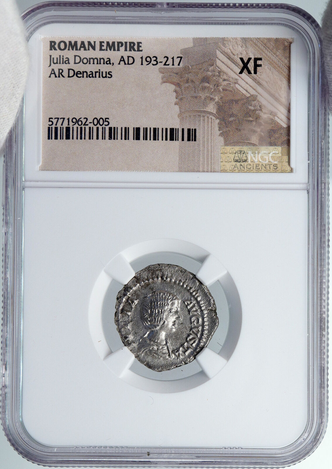 JULIA DOMNA Authentic Ancient 205AD Silver Roman Coin Old CYBELE LION NGC i89142