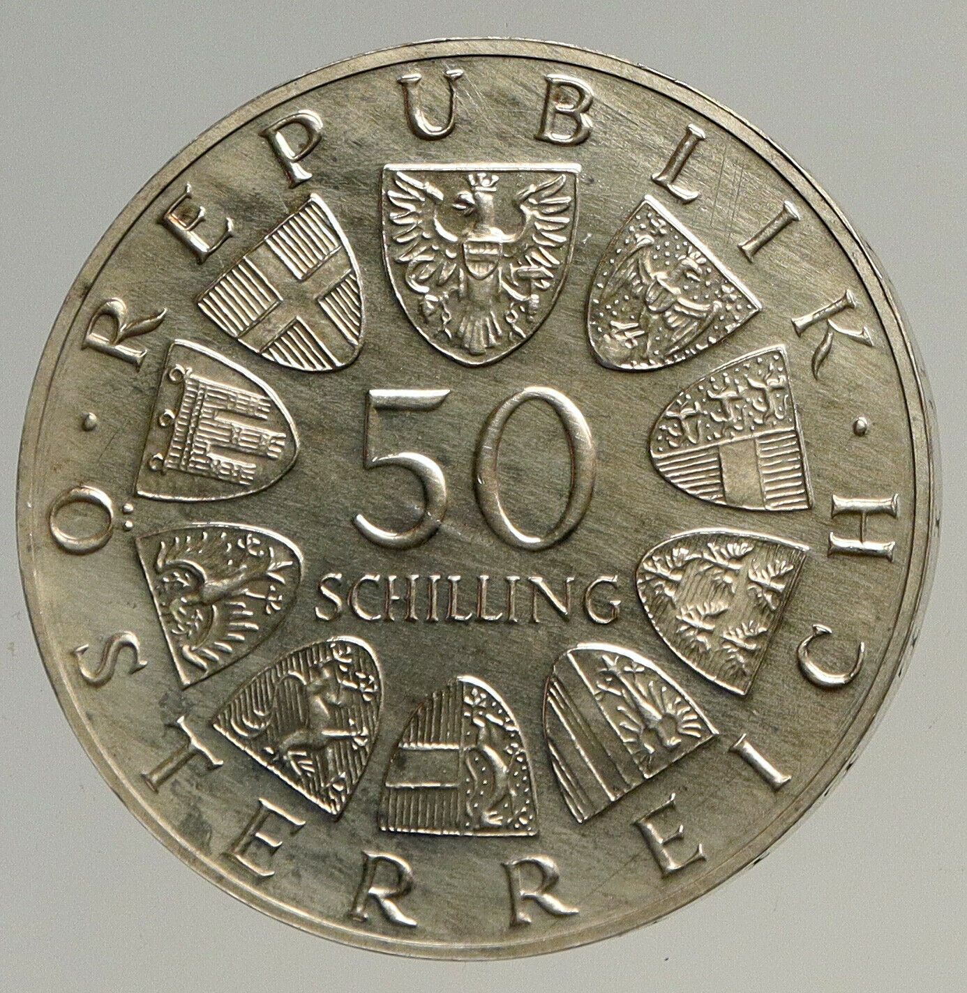 1965 AUSTRIA 600th VIENNA UNIVERSITY Rudolf IV Stifter PF Silver 50S Coin i93570