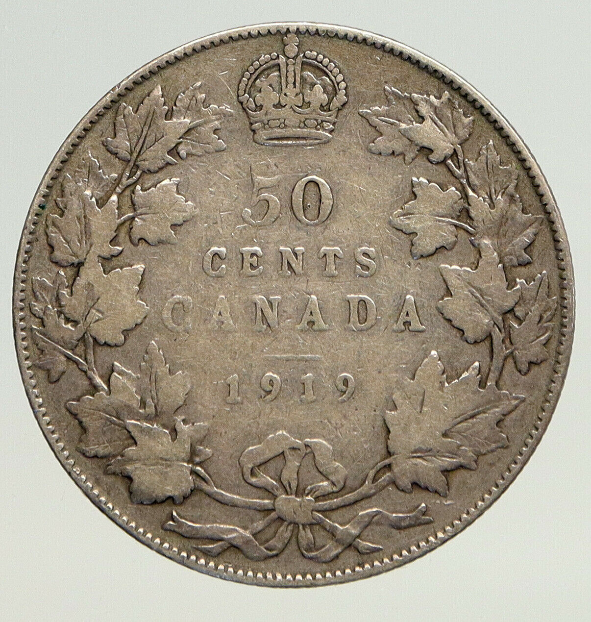 1919 CANADA Newfoundland UK King George V Antique SILVER 50 CENTS Coin i93587