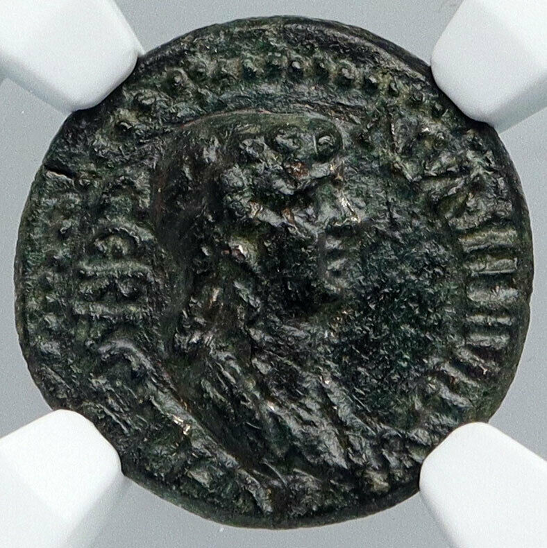 AGRIPPINA II Junior Jr. ~50AD Phrygia, EUMENEA Roman Greek Coin LION NGC i89127