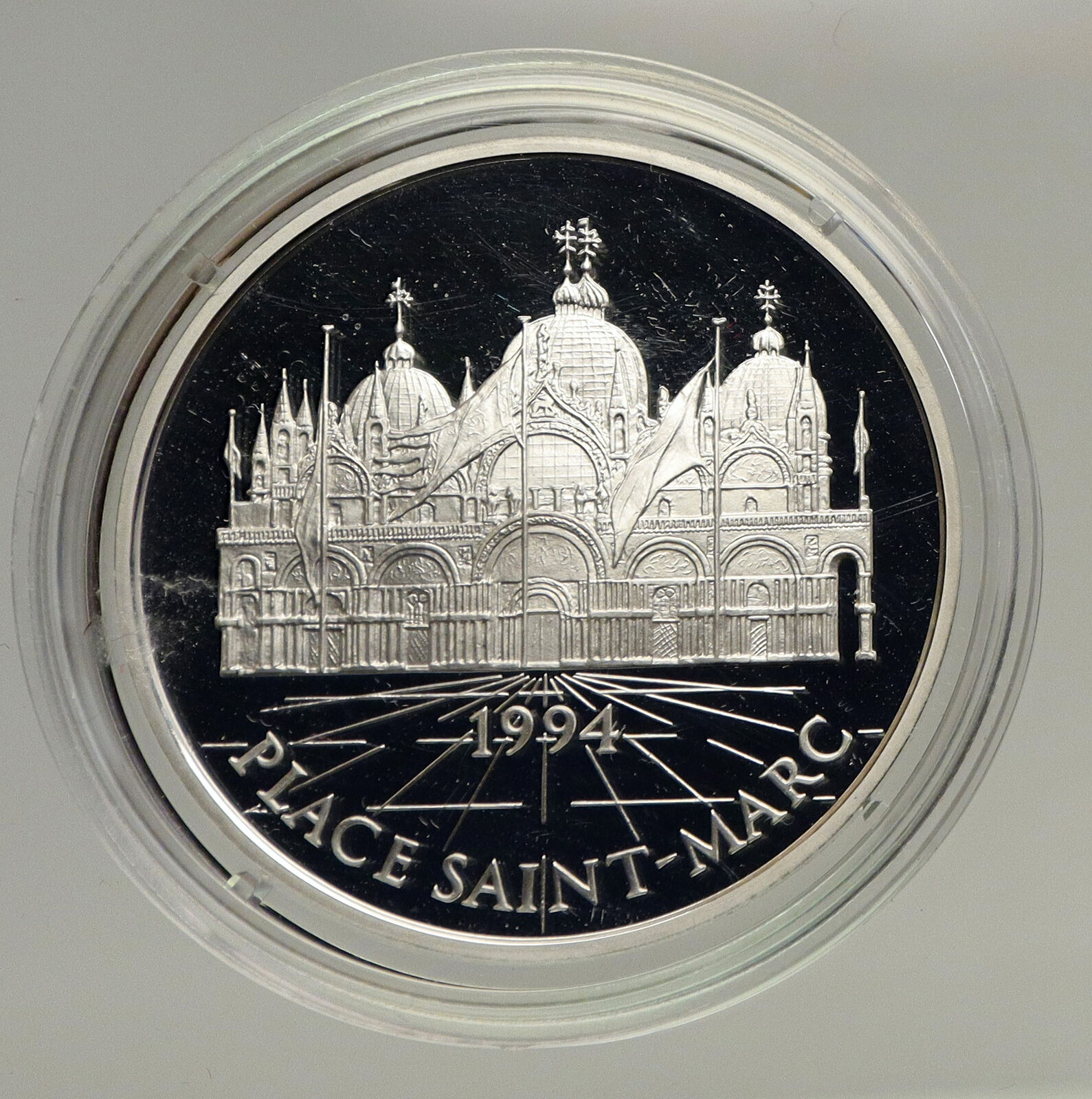 1994 FRANCE Venice SAINT MARK BASILICA Proof Silver 100 Franc 15 Ecu Coin i93416