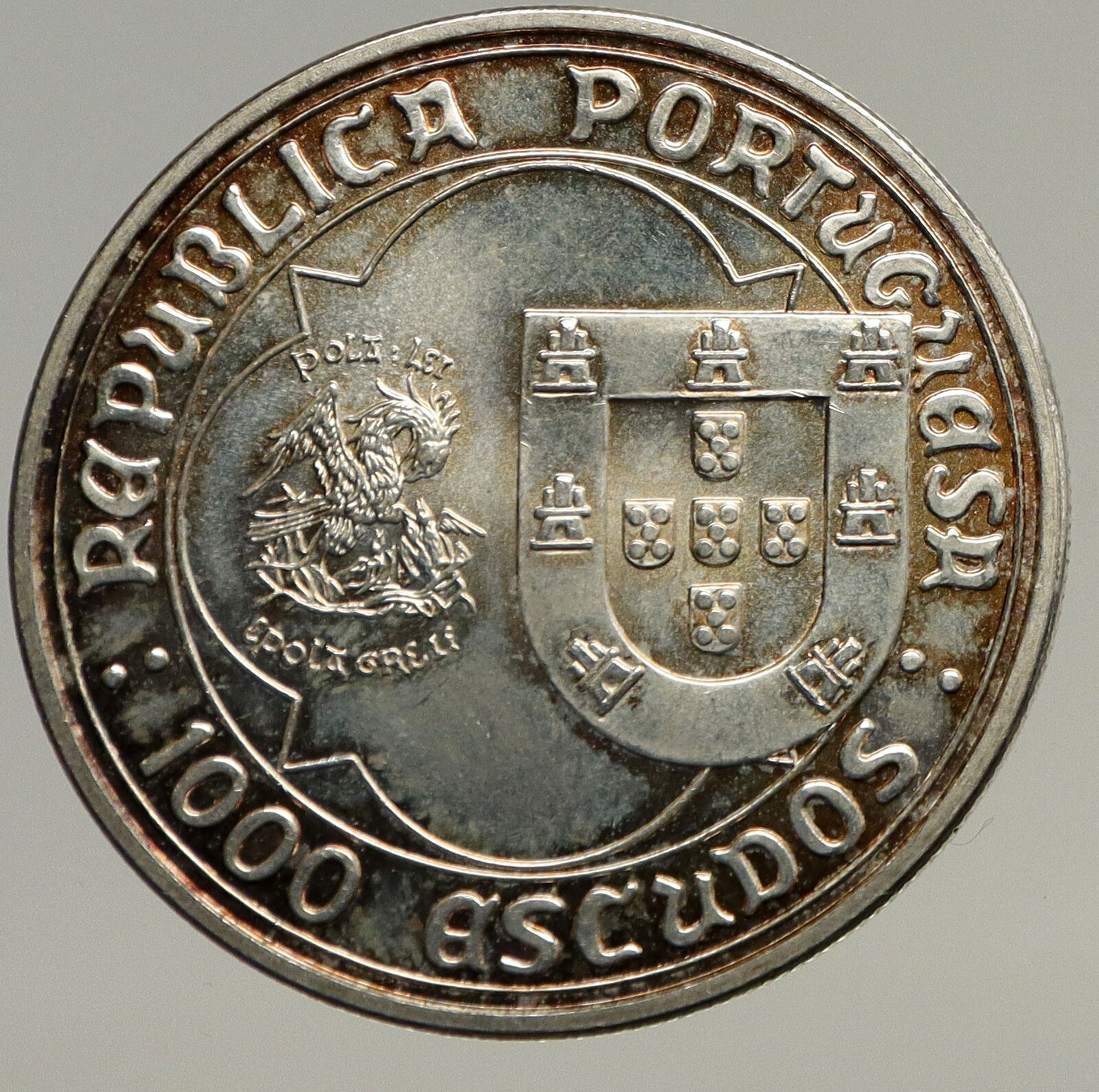 1995 PORTUGAL Silver 1000 Escudos Coin i93413