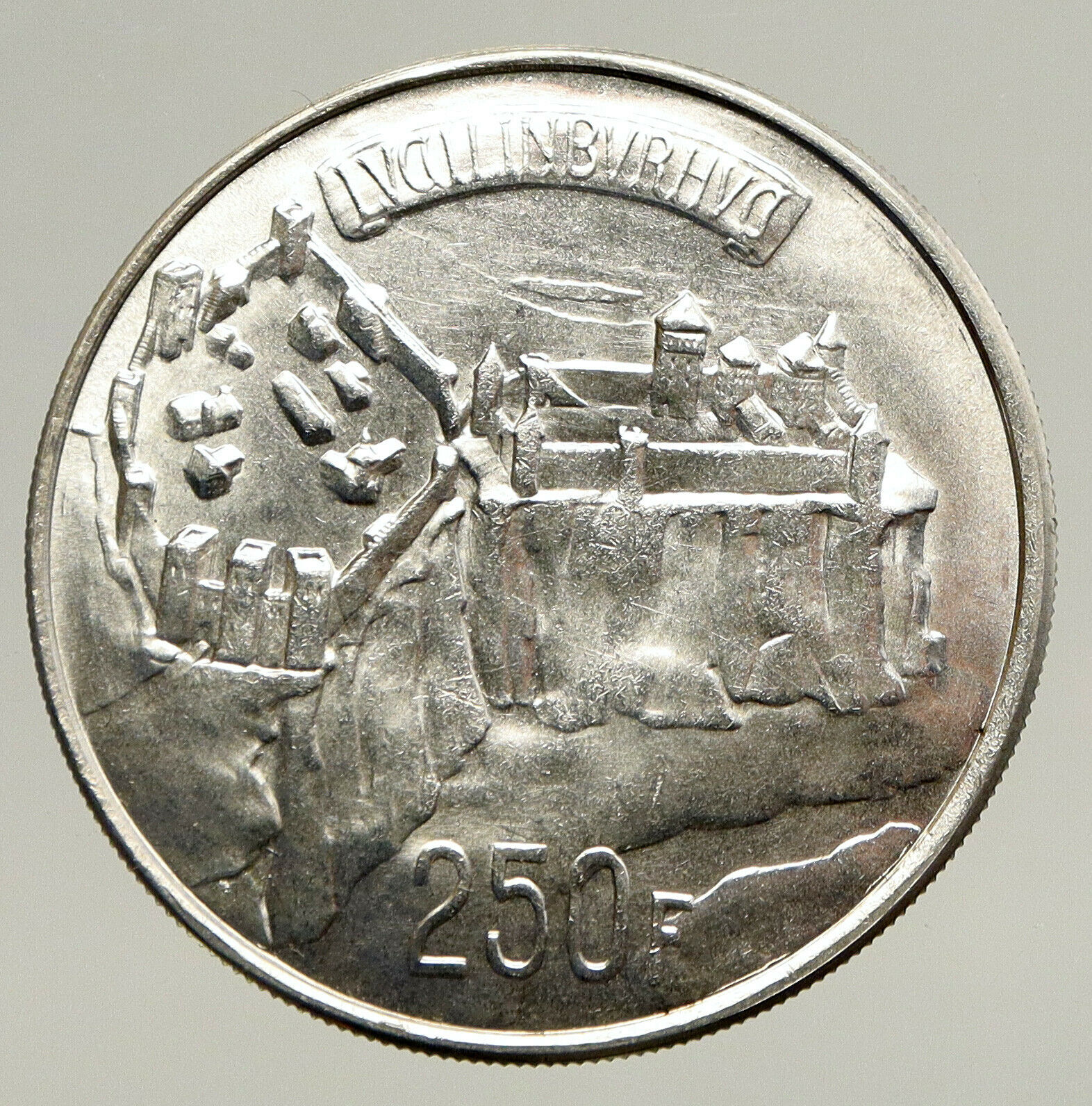 1963 LUXEMBOURG w Grand Dutchess Charlotte Antique Silver 250 Francs Coin i93447