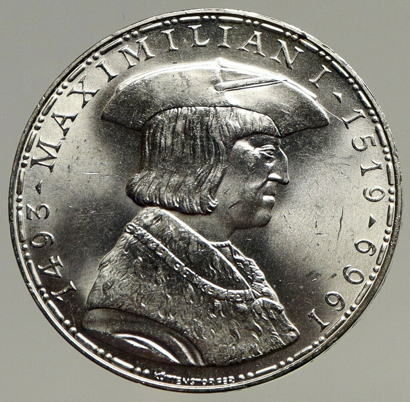 1969 AUSTRIA King Maximilian I Antique Silver 50 Schilling Austrian Coin i93438