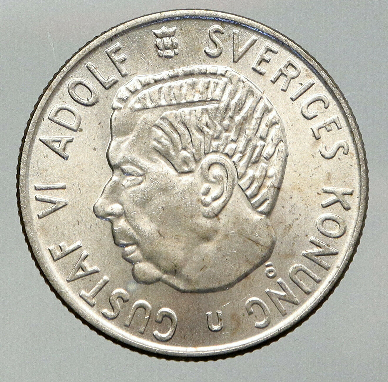 1965 SWEDEN King GUSTAV VI ADOLF 2 Kronor LARGE Silver SWEDISH Coin i92889