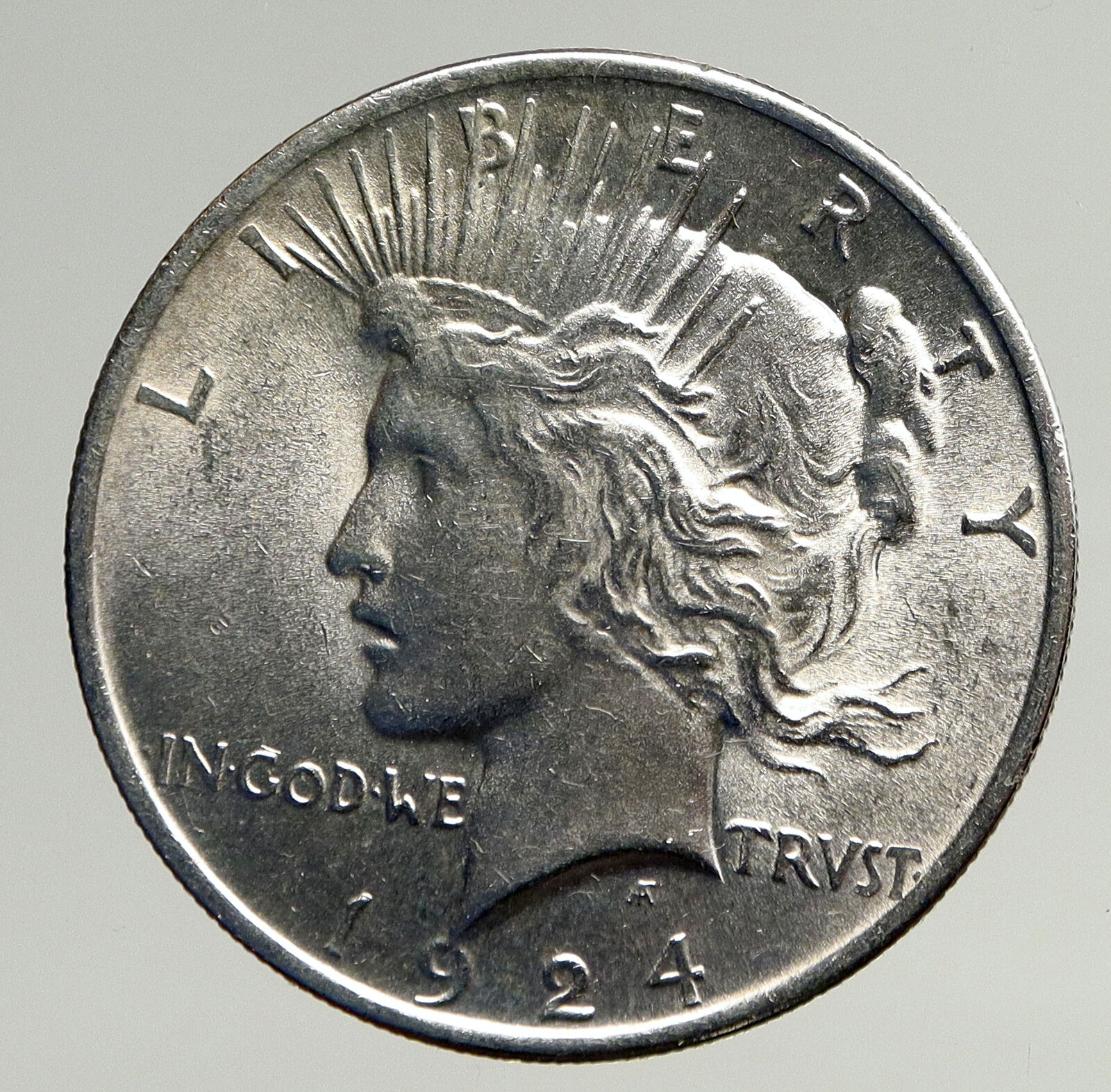 1924P US Antique Silver PEACE DOLLAR United States Coin w LIBERTY & EAGLE i93634