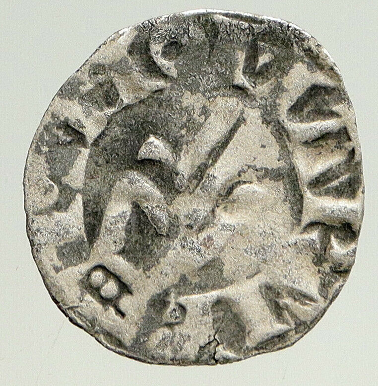 1200AD FRANCE Archbishopric BESANCON Antique Silver Denier Medieval Coin i93333