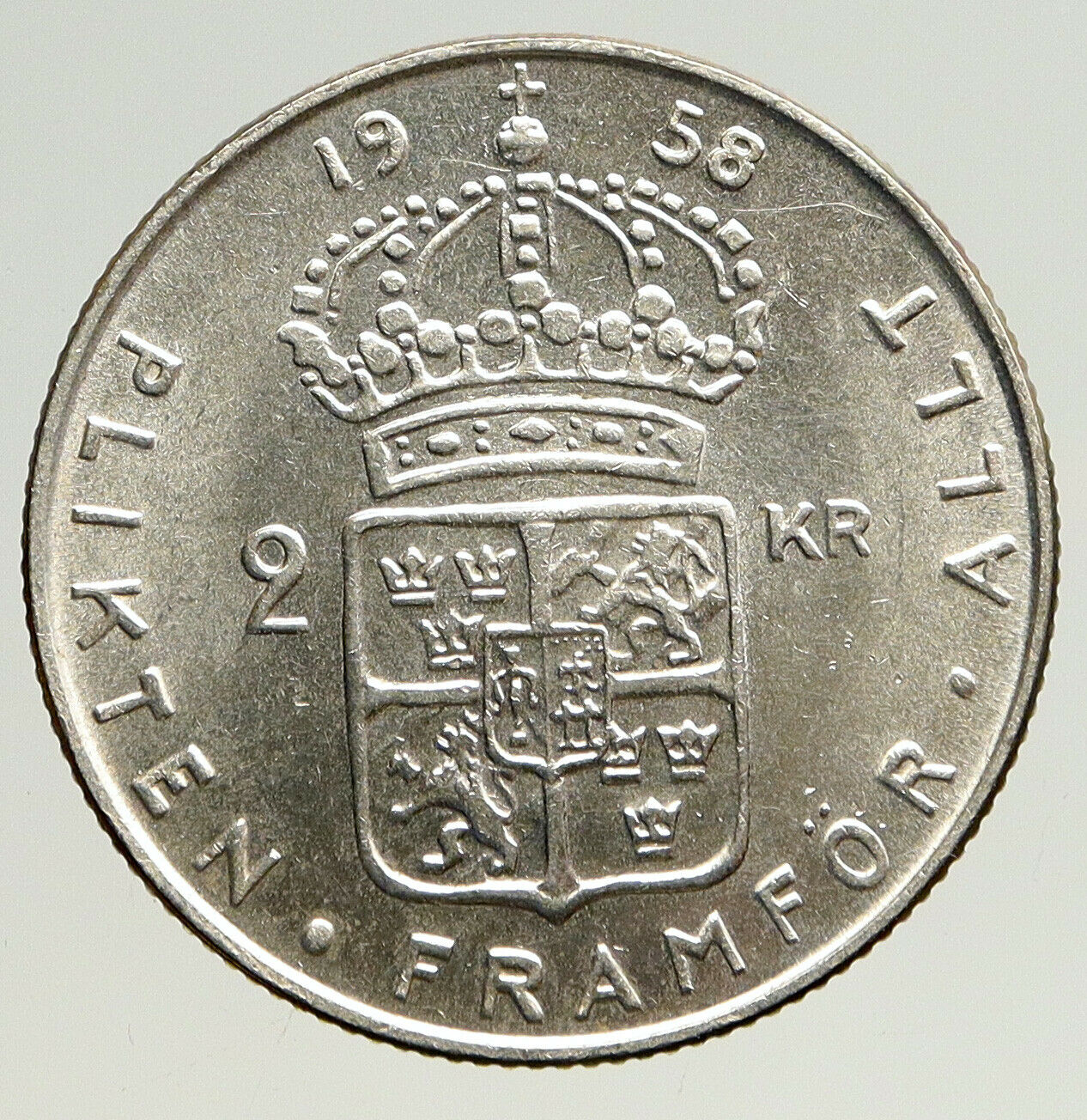 1958 SWEDEN King GUSTAV VI ADOLF 2 Kronor LARGE OLD Silver SWEDISH Coin i93659