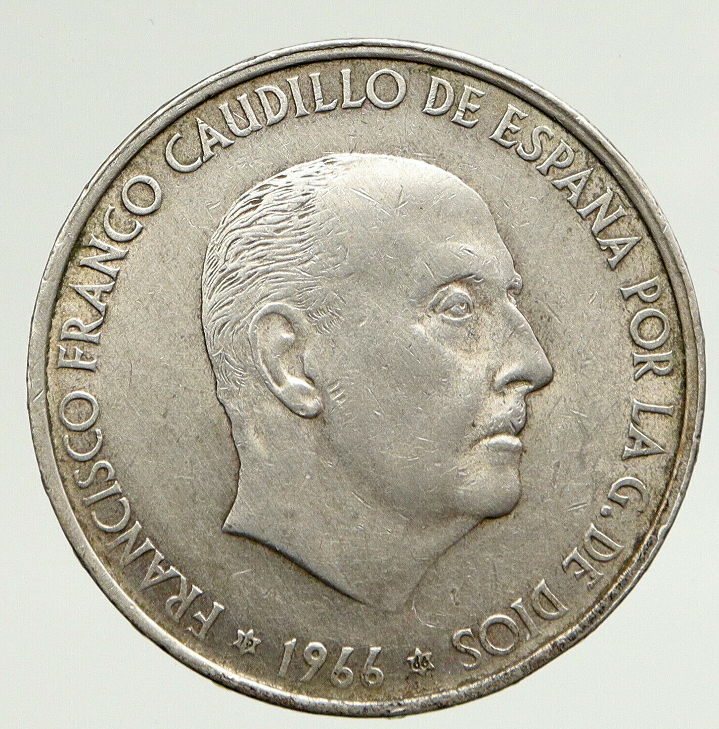 1966 SPAIN Large Franco Caudillo VINTAGE Silver 100 Pesetas Spanish Coin i93322