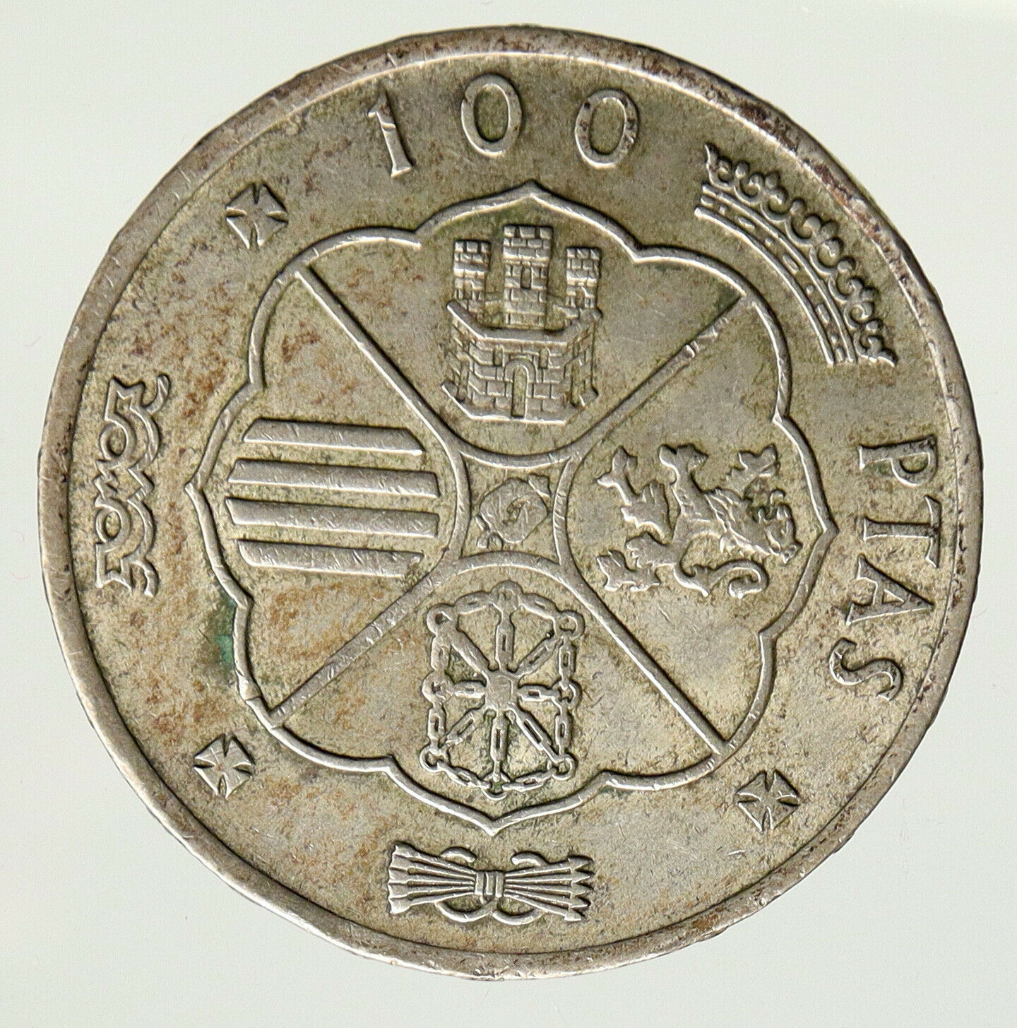 1966 SPAIN Large Franco Caudillo VINTAGE Silver 100 Pesetas Spanish Coin i93322