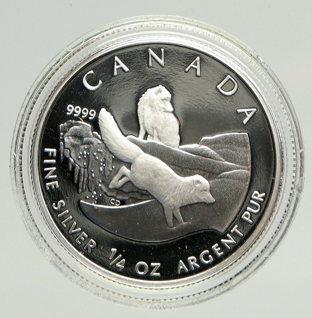 2004 CANADA UK Queen Elizabeth II w/ Fox 1/4 OZ OLD Proof Silver $3 Coin i93337