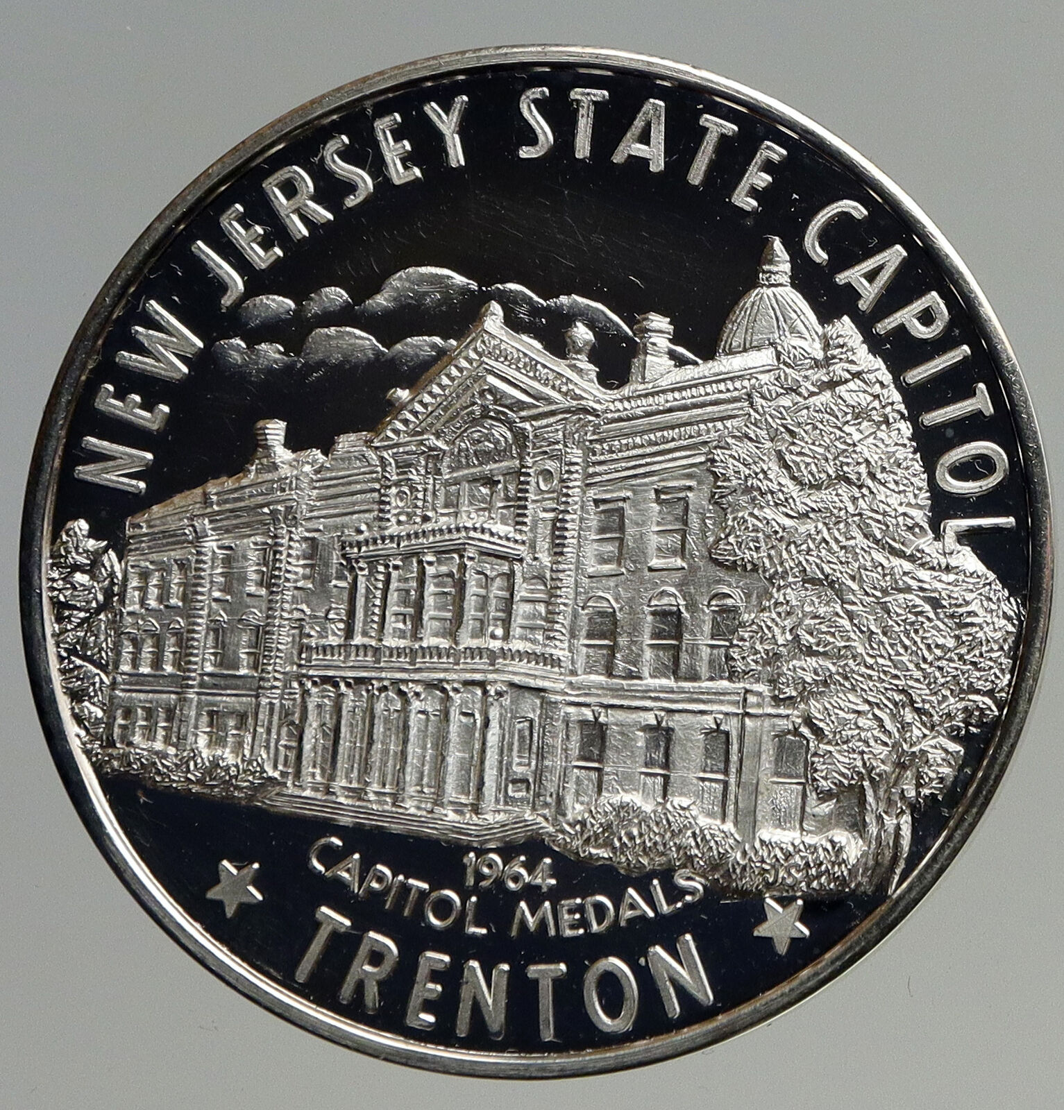 1964 United States US New Jersey Trenton State Capitol Proof Silver Medal i93300