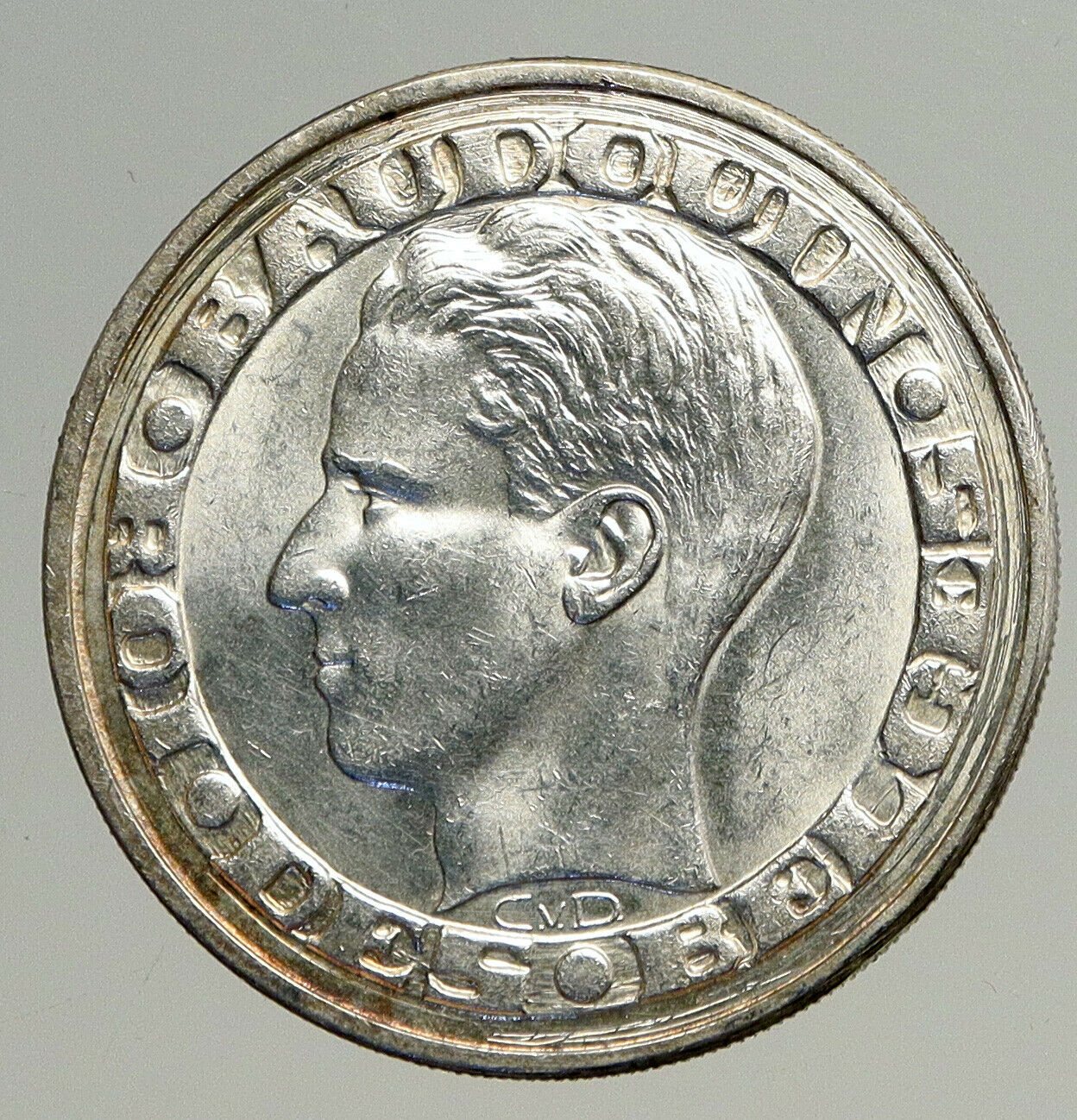 1958 BELGIUM BRUSSELS WORLD's FAIR 58 Baudouin Silver 50 Francs Coin i93538