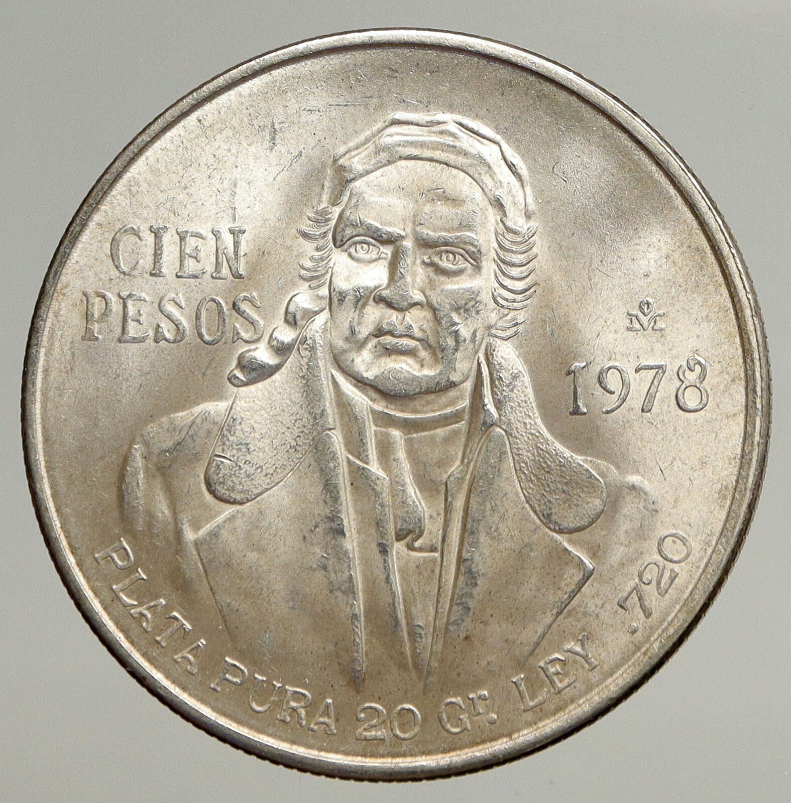 1978 Mexican Independence HERO Jose Maria Morelos Silver 100 Peso Coin i93536