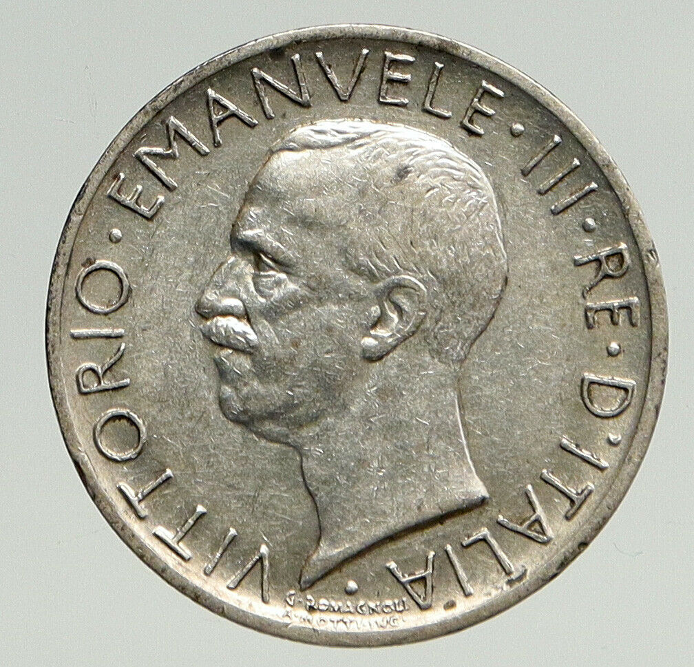 1926 ITALY King Victor Emmanuel III Silver 5 Lire Italian Coin w EAGLE i93310