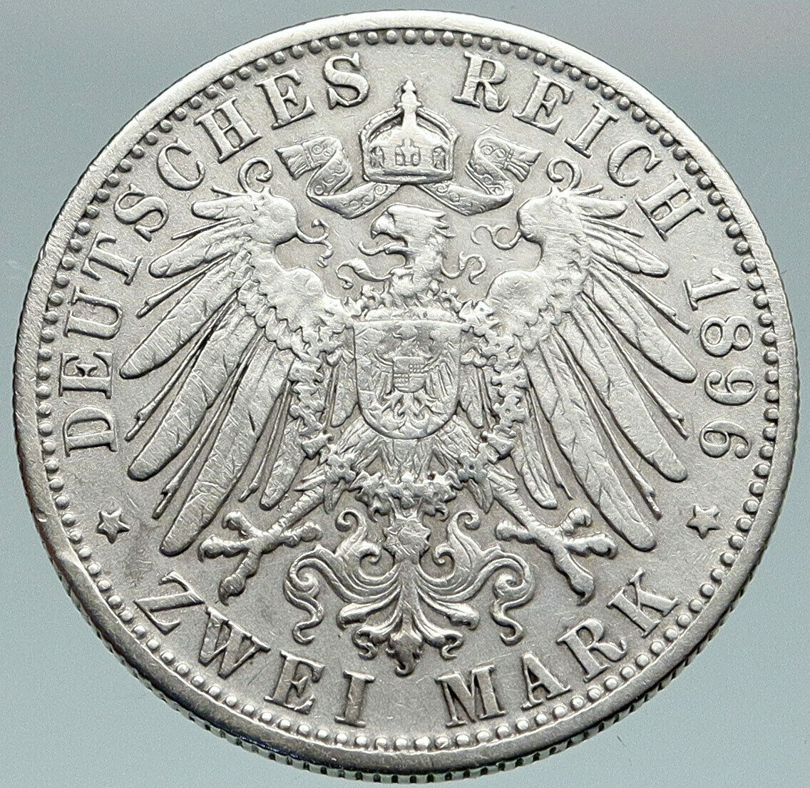 1896F Germany GERMAN STATES Wurttemberg WILHELM II VINTAGE Silver 2M Coin i87494