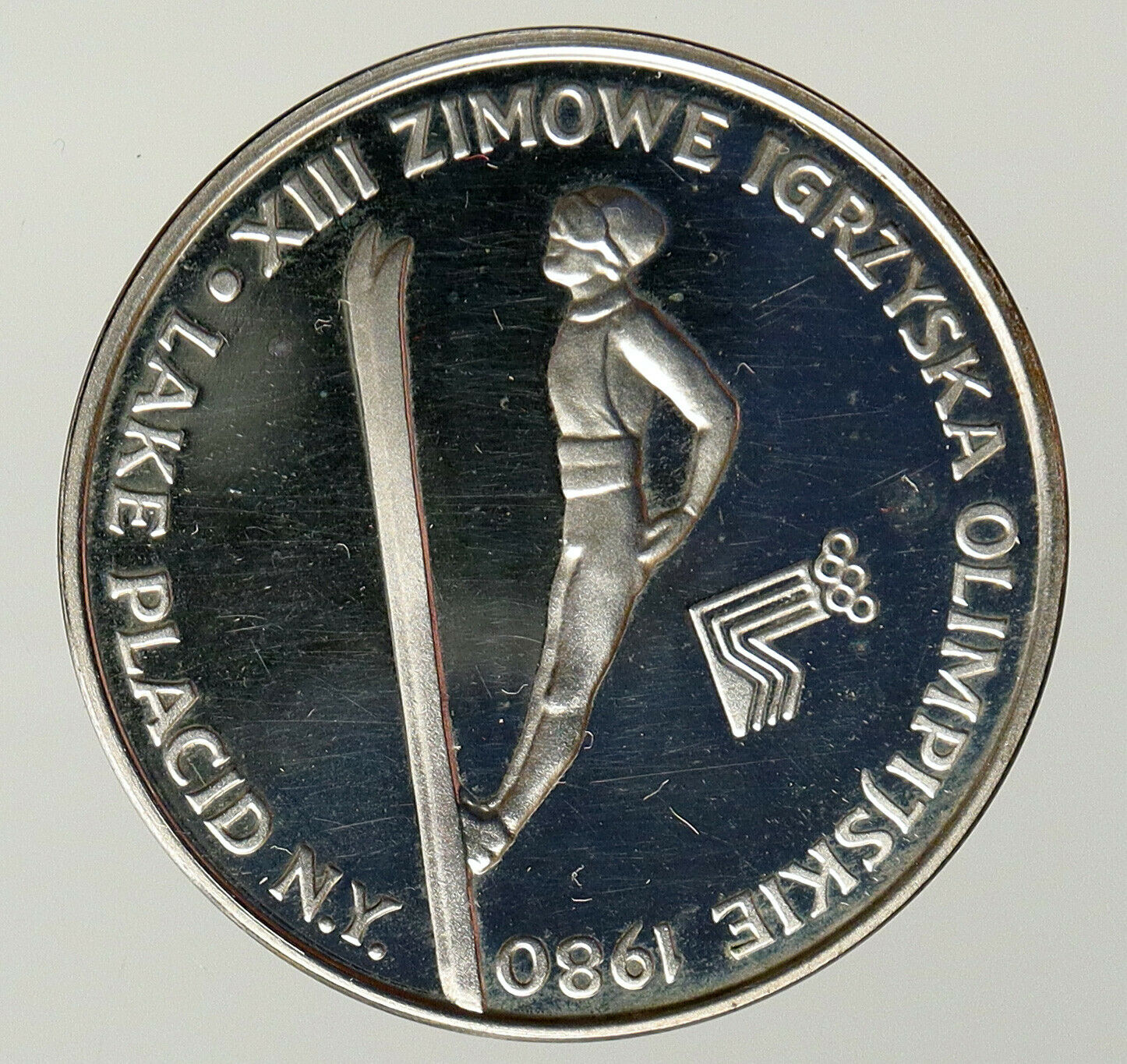 1980 POLAND WINTER OLYMPICS LAKE PLACID Ski Jump Proof Silver 200 Zl Coin i93706