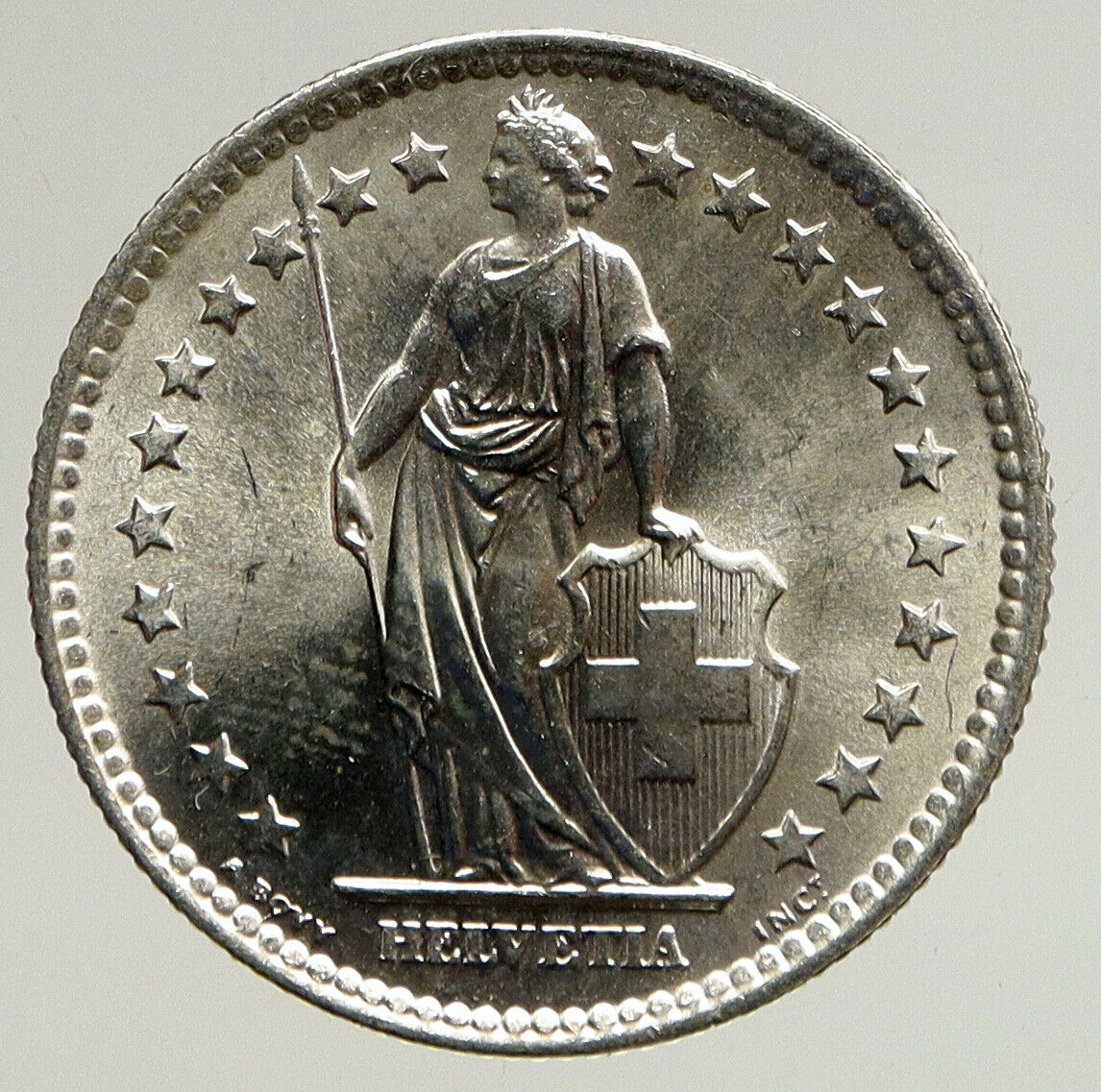 1963B SWITZERLAND - SILVER 2 Francs Coin HELVETIA Symbolizes SWISS Nation i93704