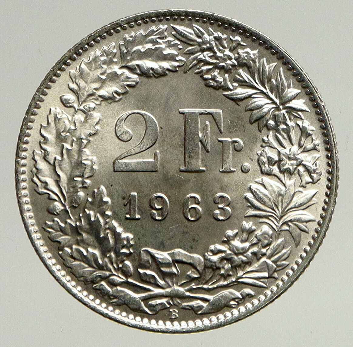 1963B SWITZERLAND - SILVER 2 Francs Coin HELVETIA Symbolizes SWISS Nation i93704