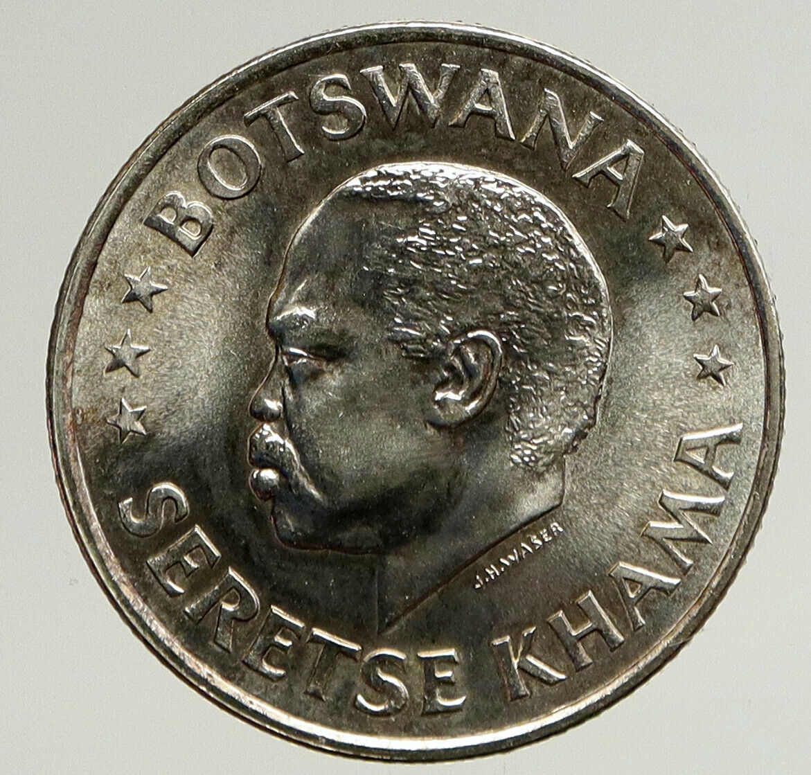 1966 BOTSWANA President Sir SERETSE VINTAGE Antique Silver 50 Cent Coin i93693