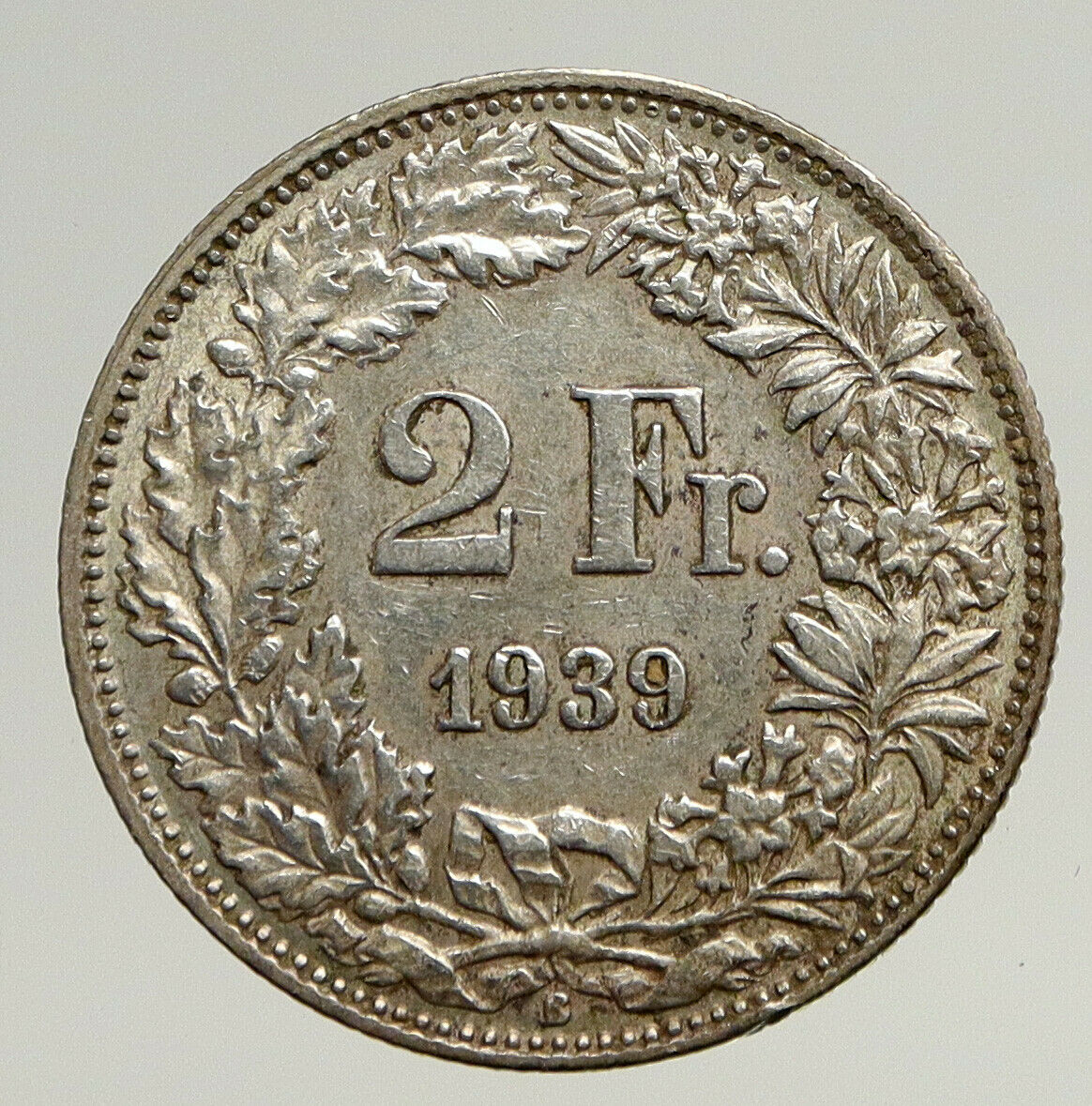 1939 SWITZERLAND - SILVER 2 Francs Coin HELVETIA Symbolizes SWISS Nation i93697