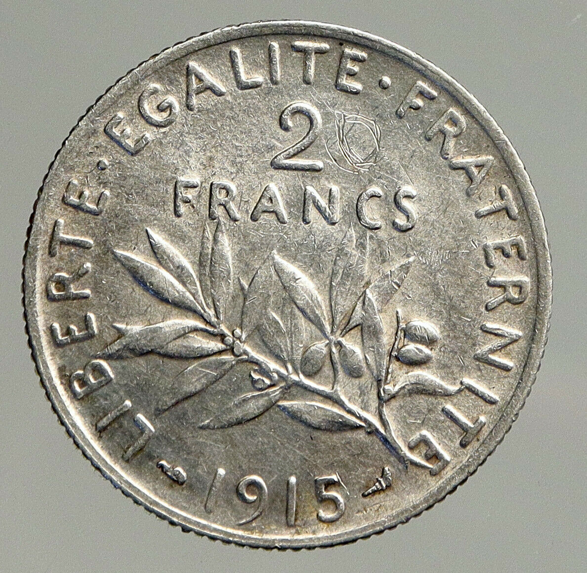 1915 FRANCE Antique Silver 2 Francs French Coin w La Semeuse Sower Woman i93908