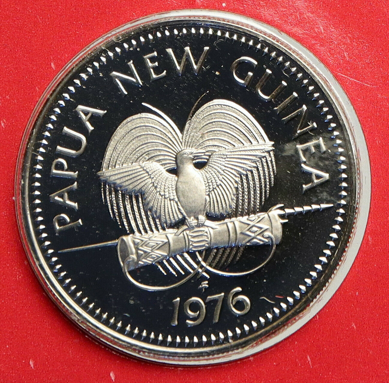 1976 PAPUA NEW GUINEA Bennetts Cassowary BIRD Old Bank Proof 20 Toea Coin i93928