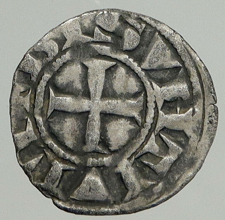 1200AD FRANCE Archbishopric BESANCON Antique Silver Denier Medieval Coin i93895