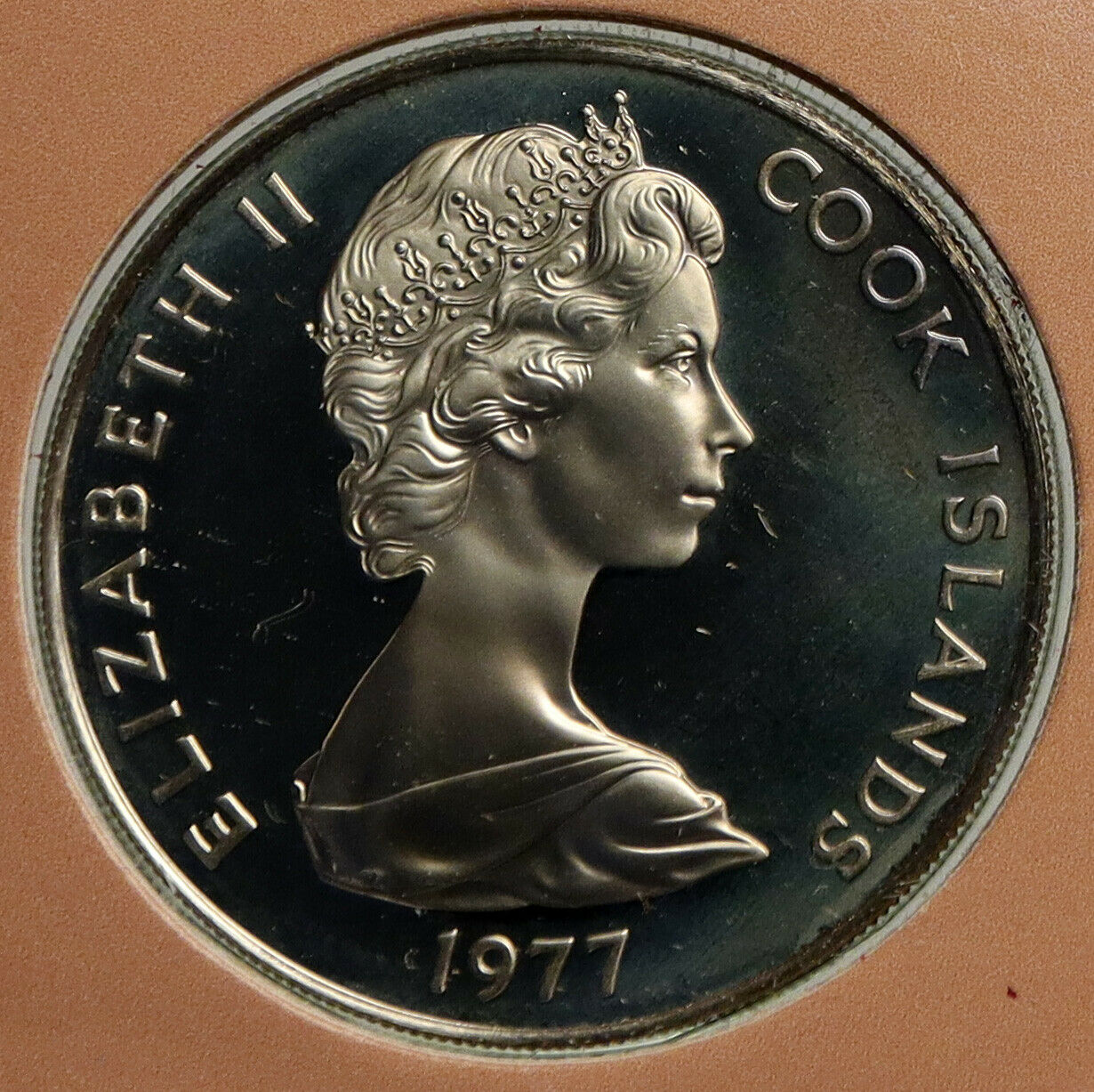 1977 COOK ISLANDS Elizabeth II VINTAGE Proof FAIRY SHELLS 20 Cents Coin i93920